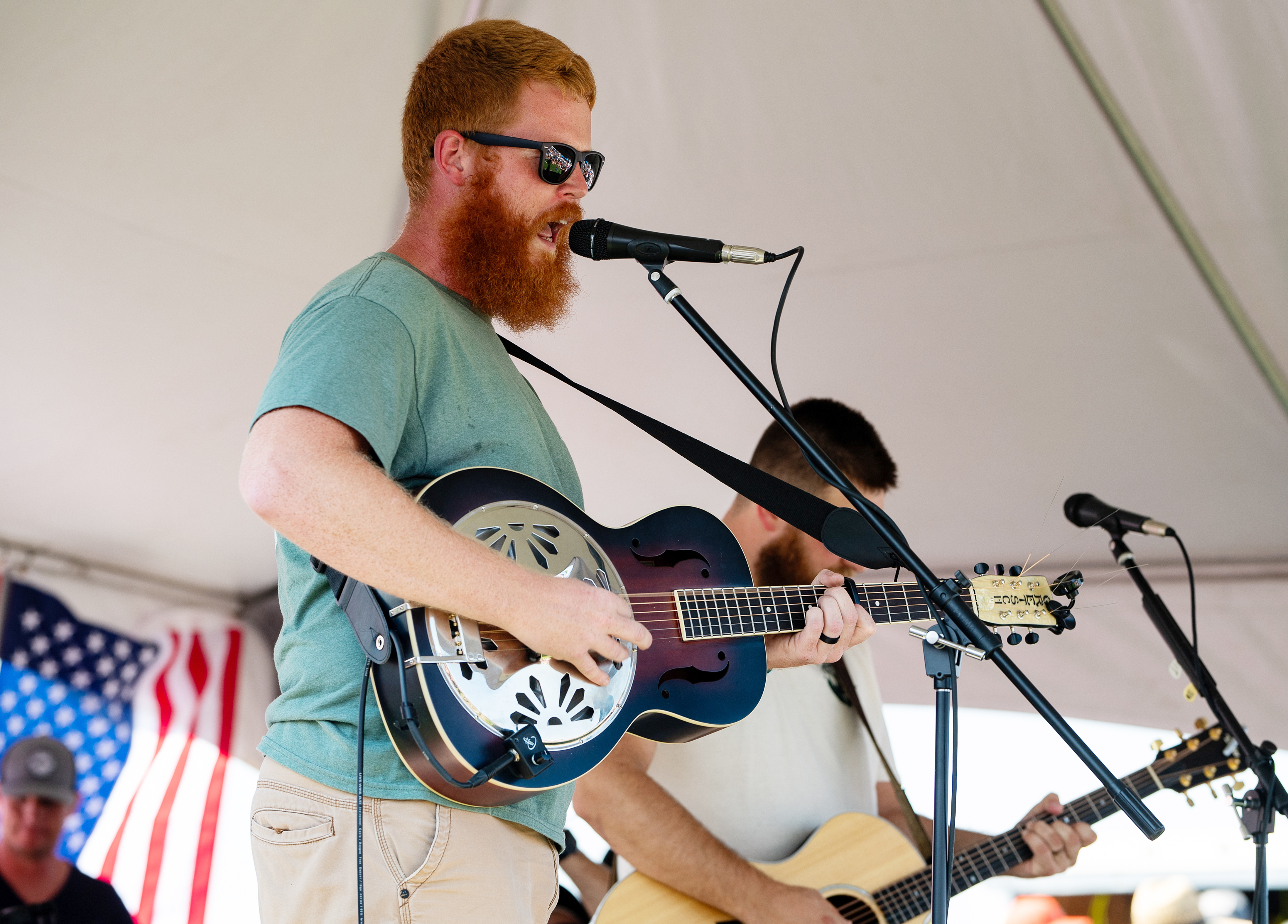 Oliver Anthony performs at the Oliver Anthony concert at the Eagle Creek Golf Club on August 19, 2023 in Moyock, North Carolina 