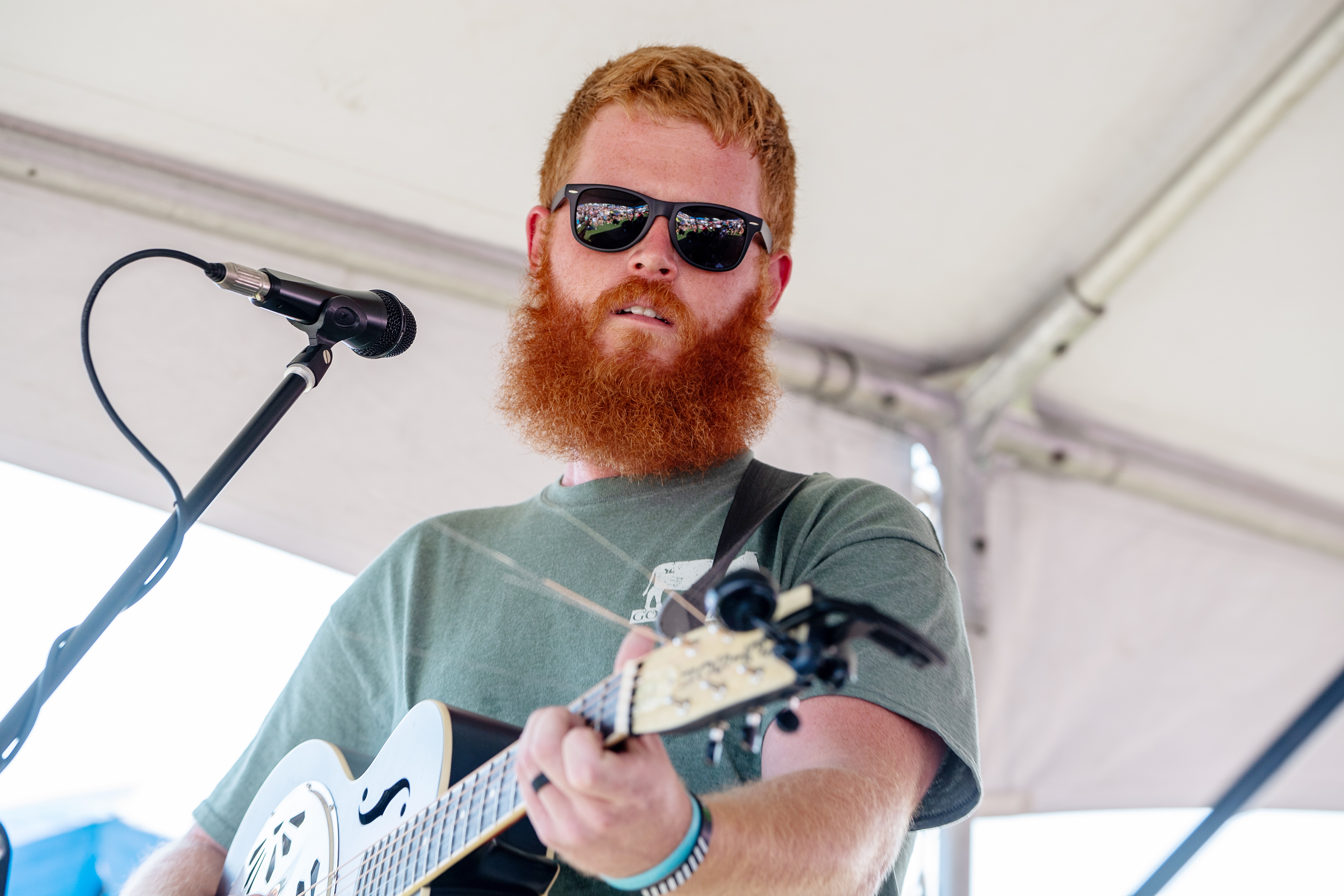 Oliver Anthony performs at the Oliver Anthony concert at the Eagle Creek Golf Club on August 19, 2023 in Moyock, North Carolina 
