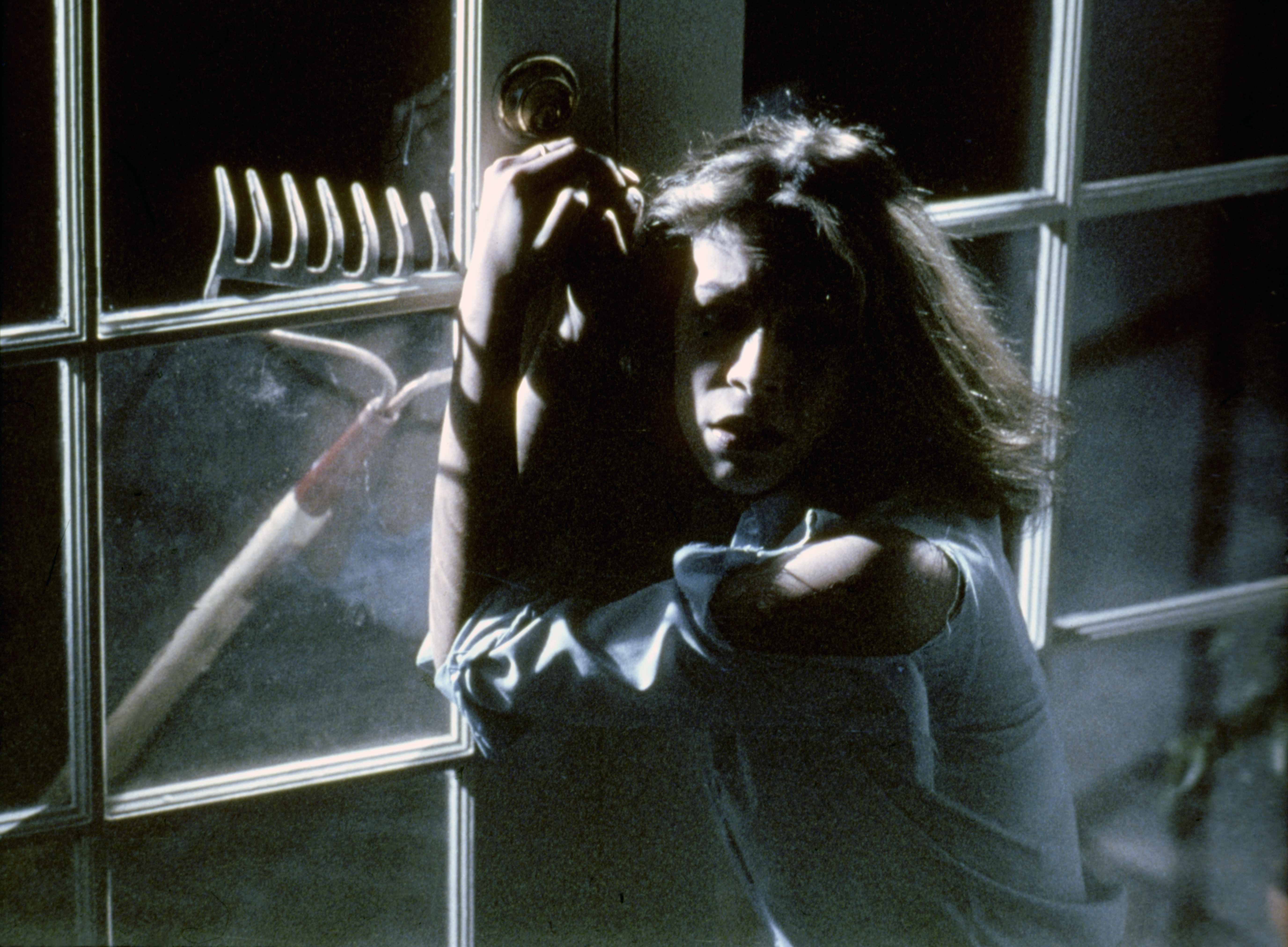 American actress Jamie Lee Curtis on the set of Halloween, written and directed by John Carpenter.