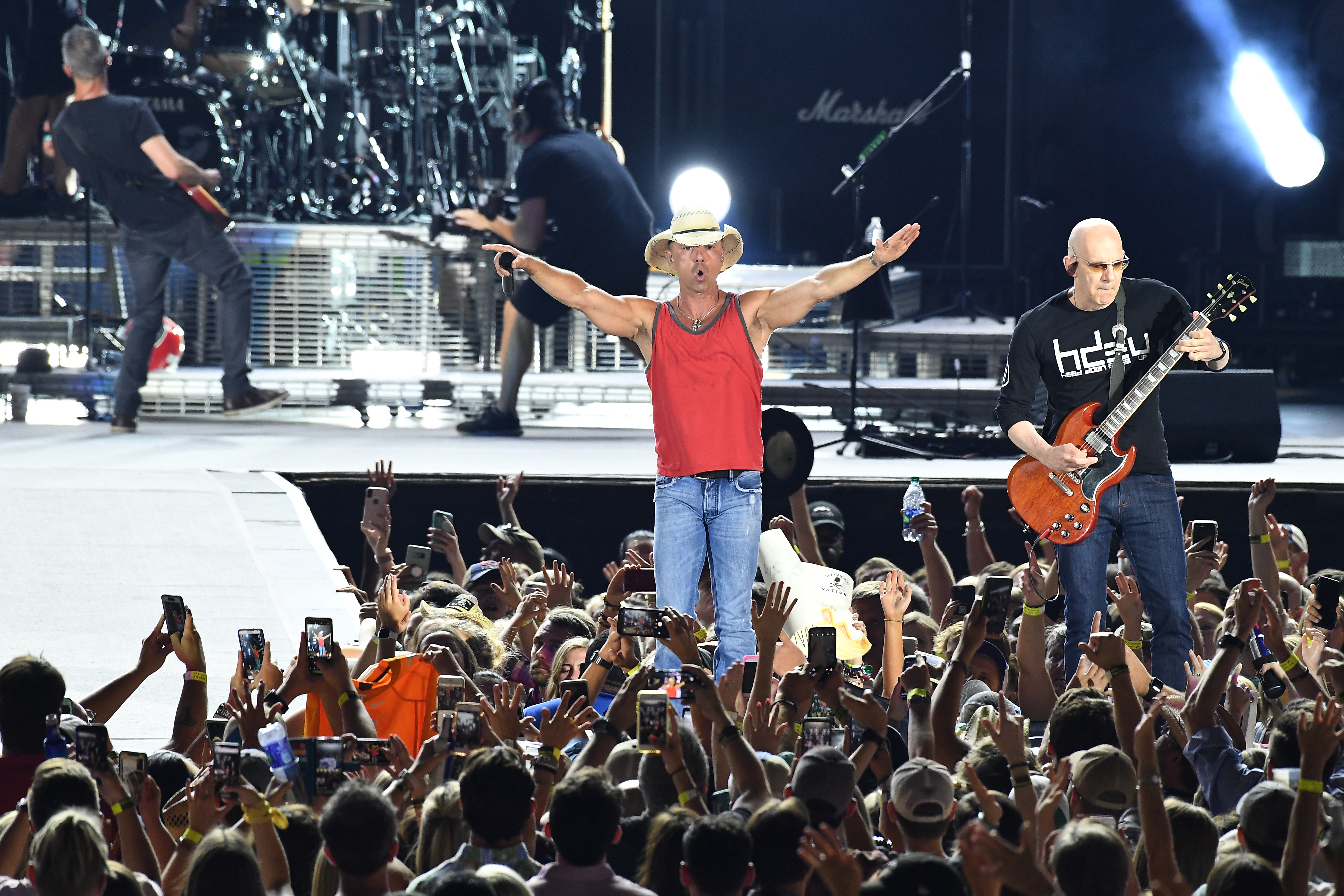 ATLANTA, GA - MAY 26: Kenny Chesney performs in concert during "Trip Around The Sun" tour at Mercedes-Benz Stadium on May 26, 2018 in Atlanta, Georgia.