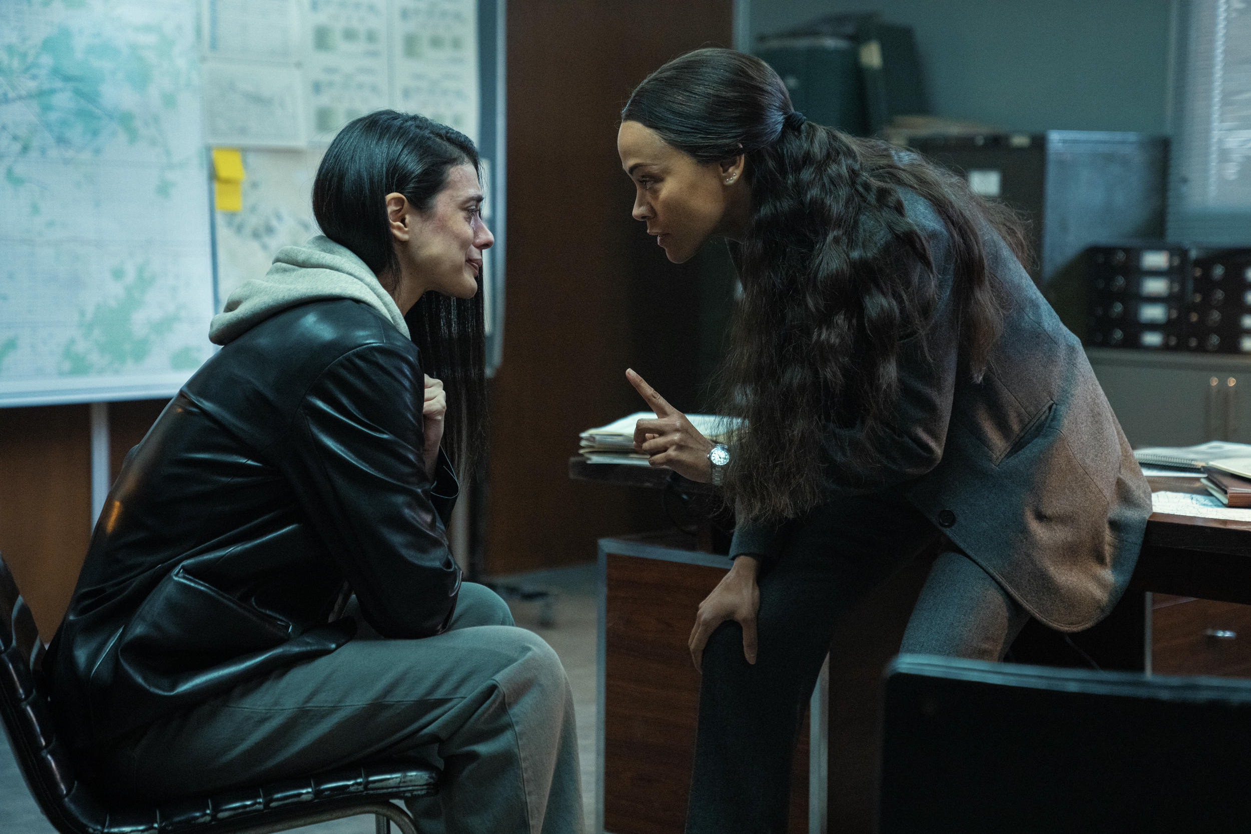 Laysla De Oliveira as Cruz Manuelos and Zoe Saldana as Joe In Special Ops: Lioness, episode 7, season 1, streaming on Paramount+, 2023. 