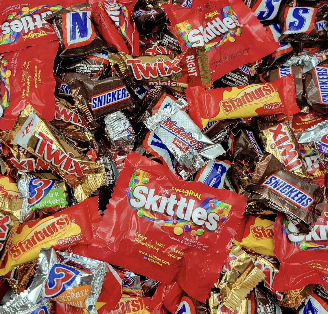 Variety pack of popular Halloween Candy