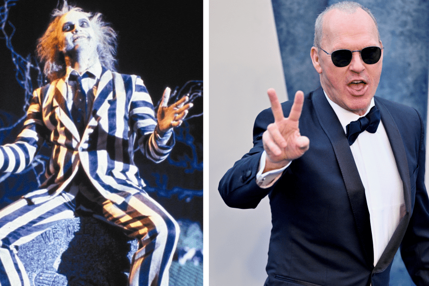 Still from Beetlejuice/ Michael Keaton attends the 2023 Vanity Fair Oscar Party Hosted By Radhika Jones at Wallis Annenberg Center for the Performing Arts on March 12, 2023 in Beverly Hills, California.