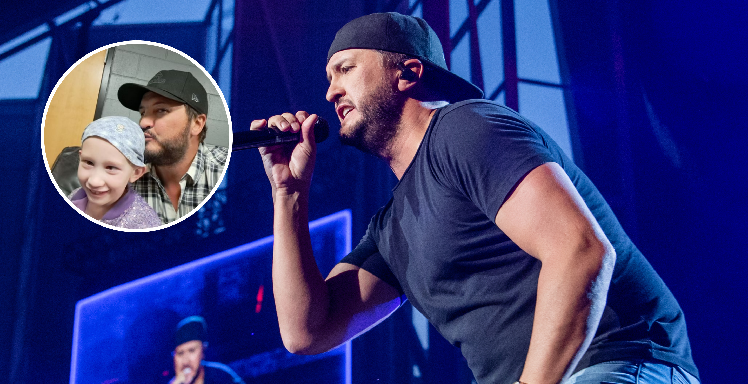 TORONTO, ONTARIO - JUNE 17: Luke Bryan performs during the "Country On Tour" at Budweiser Stage on June 17, 2023 in Toronto, Ontario and screengrab from Facebook.