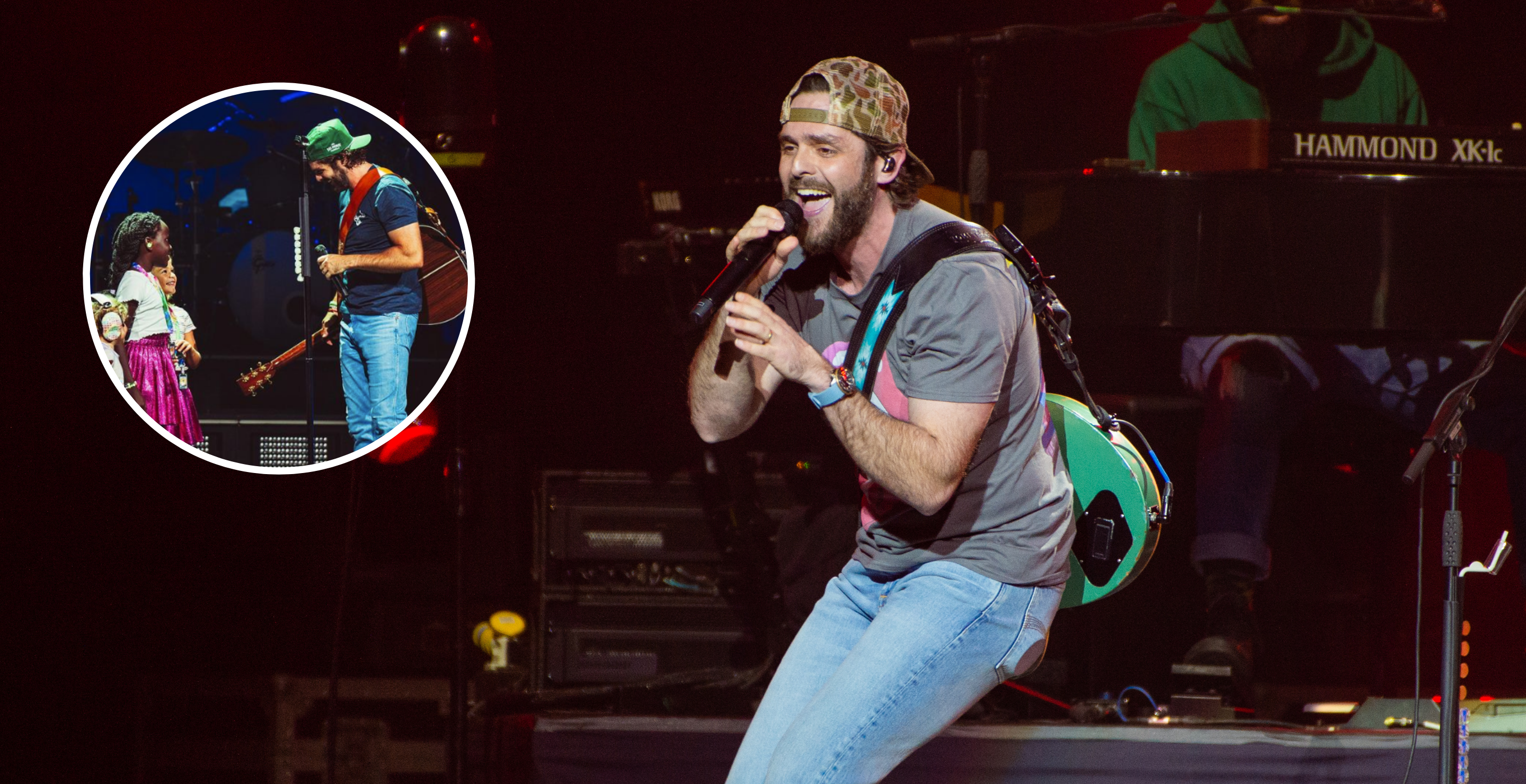 LONDON, ENGLAND - MARCH 10: EDITORIAL USE ONLY Thomas Rhett performs on stage on day one of the C2C Country To Country 2023 Festival at The O2 Arena on March 10, 2023 in London, England and screengrab from Rhett's Instagram.