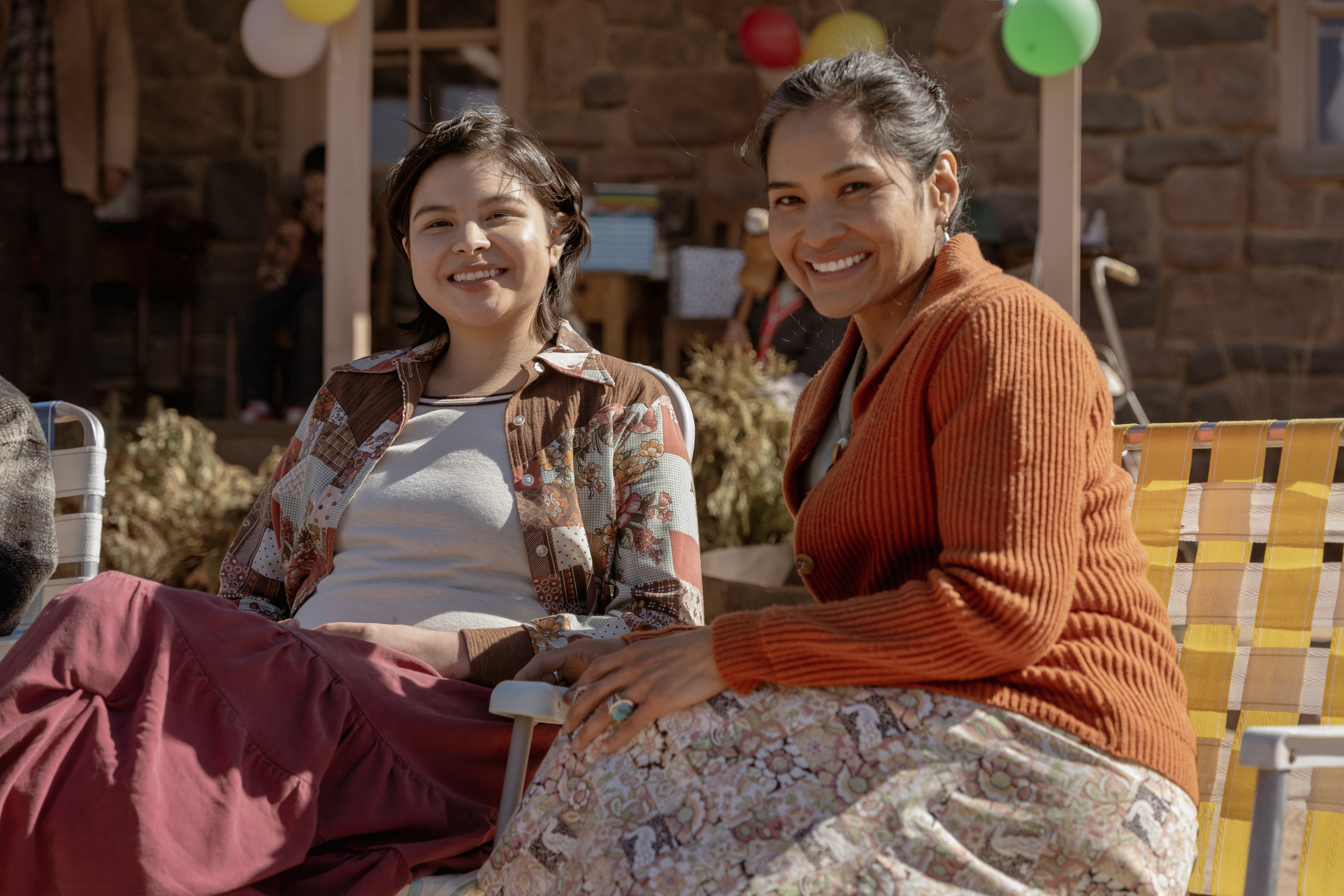 Deanna Allison as Emma Leaphorn and Elva Guerra as Sally Growing Thunder - Dark Winds _ Season 2, Episode 6 