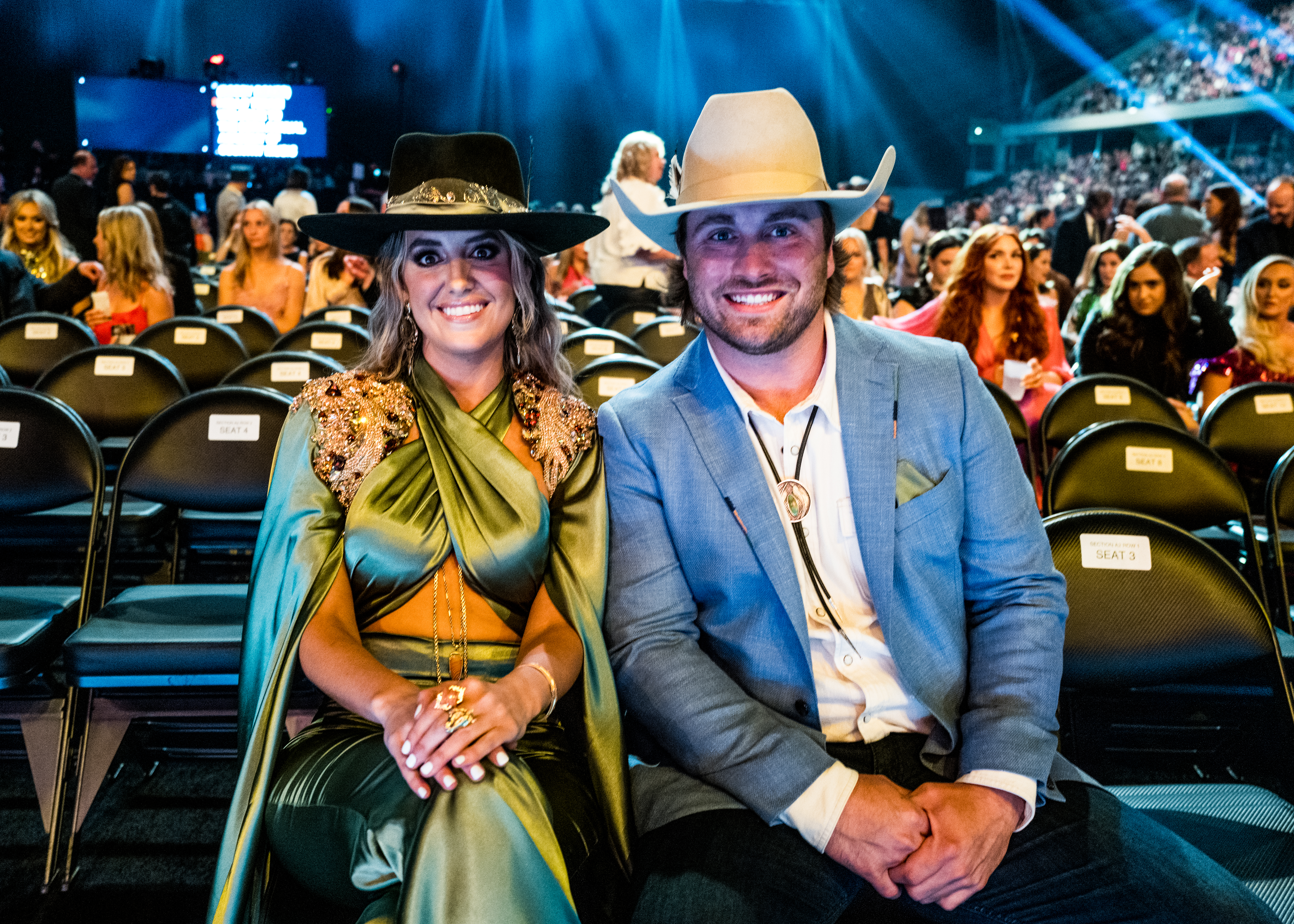 FRISCO, TEXAS - MAY 11: (L-R) Lainey Wilson and Devlin Hodges attend the 58th Academy of Country Music Awards at The Ford Center at The Star on May 11, 2023 in Frisco, Texas