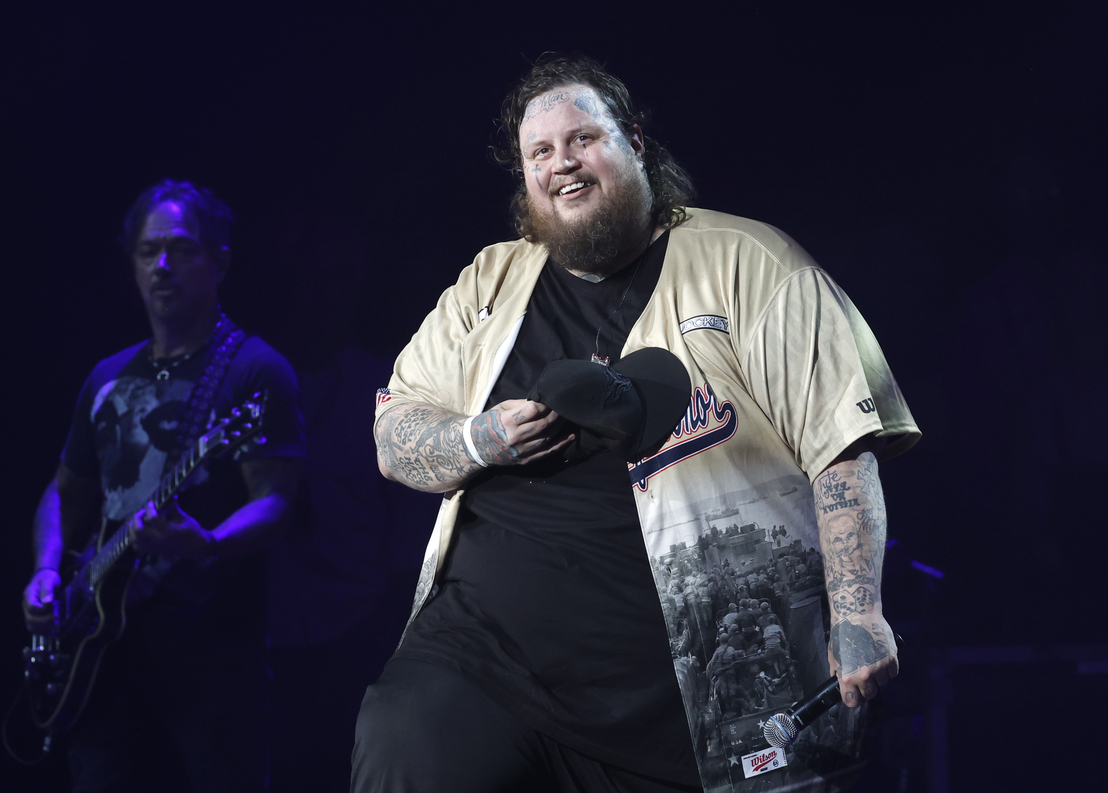 NASHVILLE, TENNESSEE - JUNE 05: Jelly Roll performs on stage during the 14th Annual Darius and Friends Concert benefiting St. Jude Children's Research Hospital at the Ryman Auditorium on June 05, 2023 in Nashville, Tennessee. 