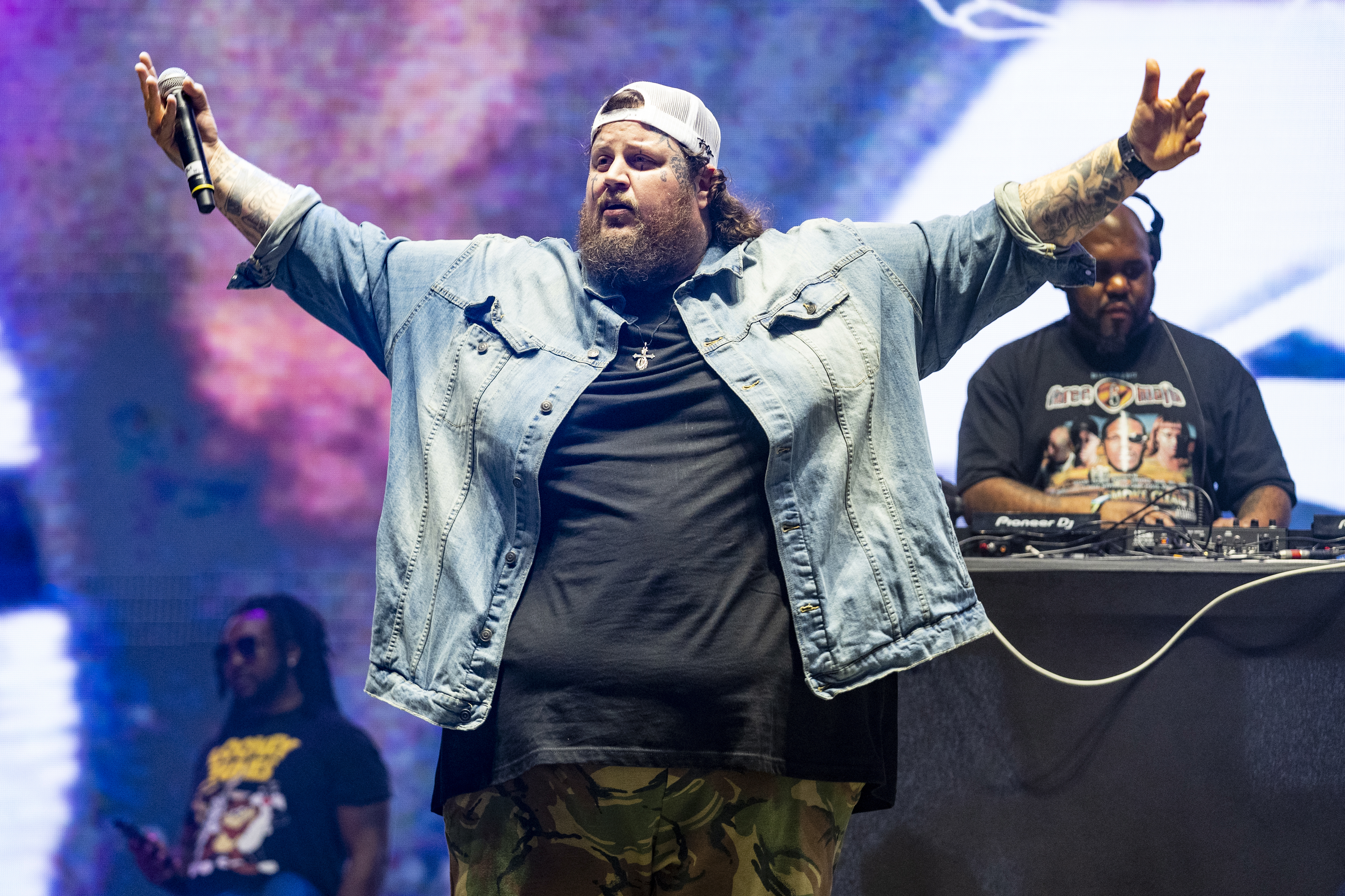 MANCHESTER, TENNESSEE - JUNE 16: Jelly Roll performs during 2023 Bonnaroo Music & Arts Festival on June 16, 2023 in Manchester, Tennessee.