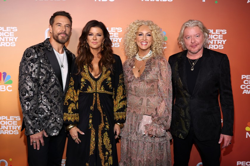 NASHVILLE, TENNESSEE - SEPTEMBER 28: (L-R) Jimi Westbrook, Karen Fairchild, Kimberly Schlapman, and Phillip Sweet of Little Big Town attend the 2023 People's Choice Country Awards at The Grand Ole Opry on September 28, 2023 in Nashville, Tennessee.