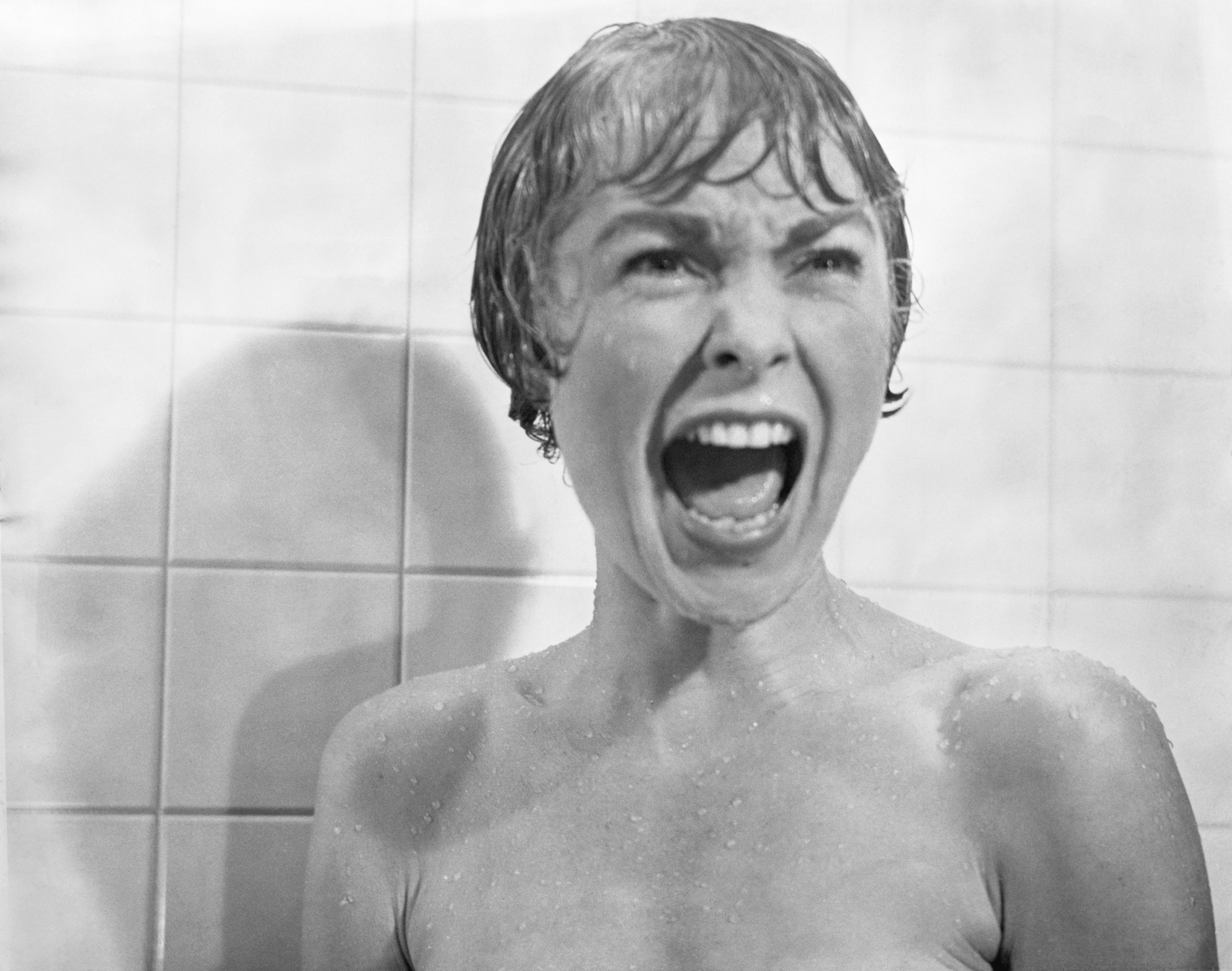 In the shower scene from the film Psycho, Marion Crane (played by Janet Leigh) screams in terror as Norman Bates tears open her shower curtain.