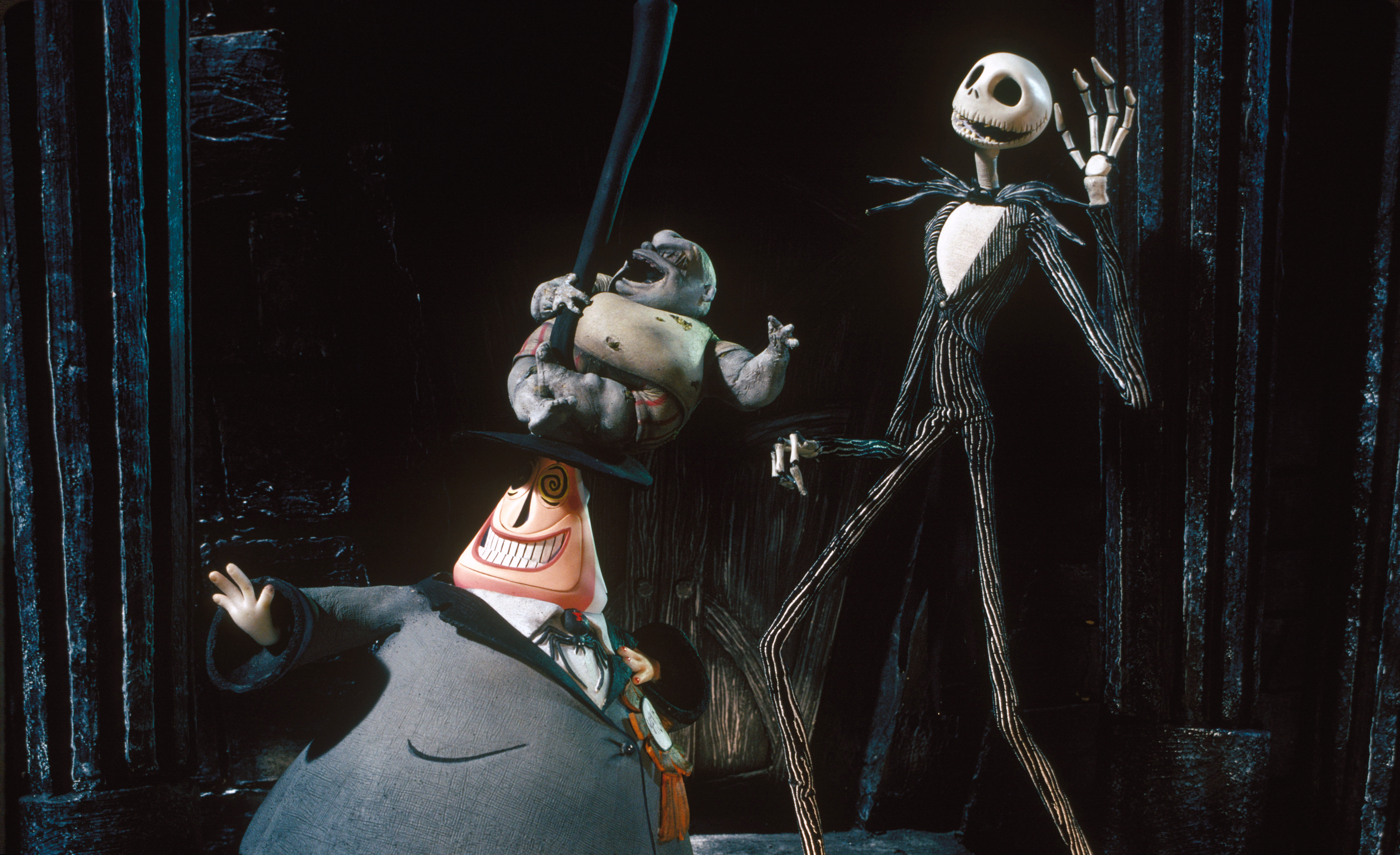 On the set of The Nightmare Before Christmas, a stop motion musical fantasy film written and produced by Tim Burton and directed by Henry Selick. 
