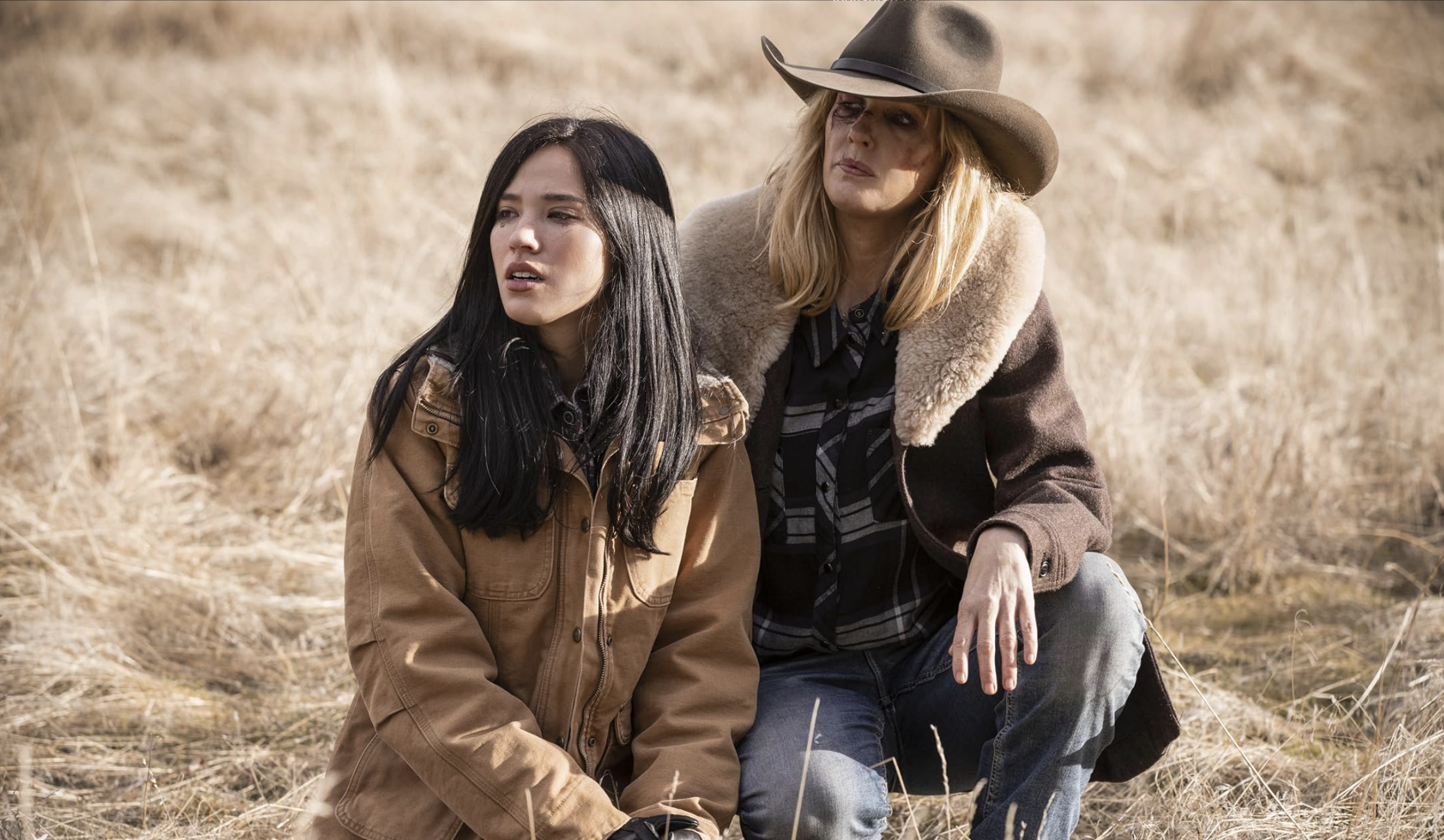 Kelsey Asbille as Monica Dutton and Kelly Reilly as Beth Dutton in Yellowstone Season 2, Episode 9.