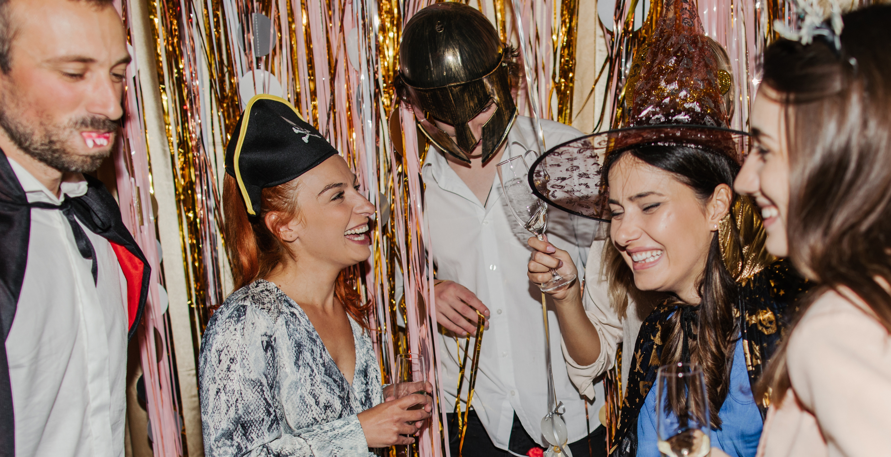 friends at Halloween costume party