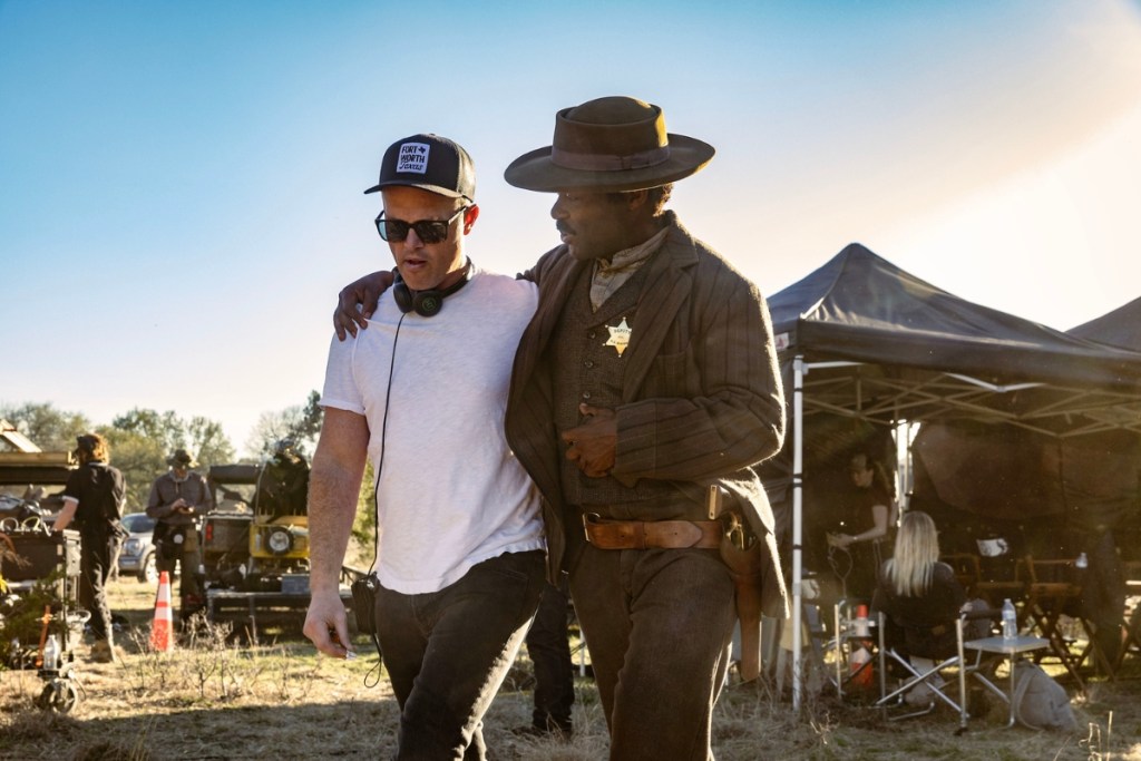 Chad Feehan and David Oyelowo on the set of "Lawmen: Bass Reeves"