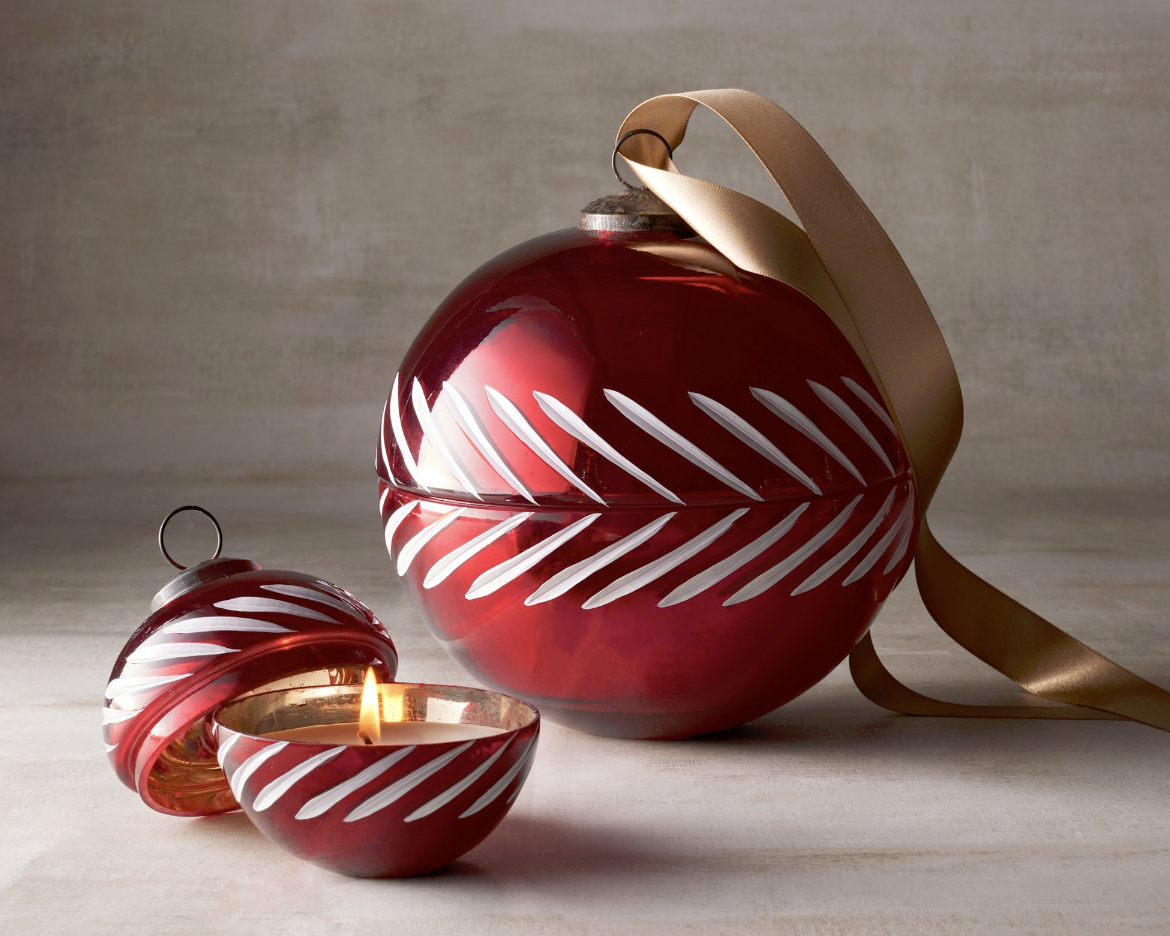 Pottery Barn ornament shaped candle