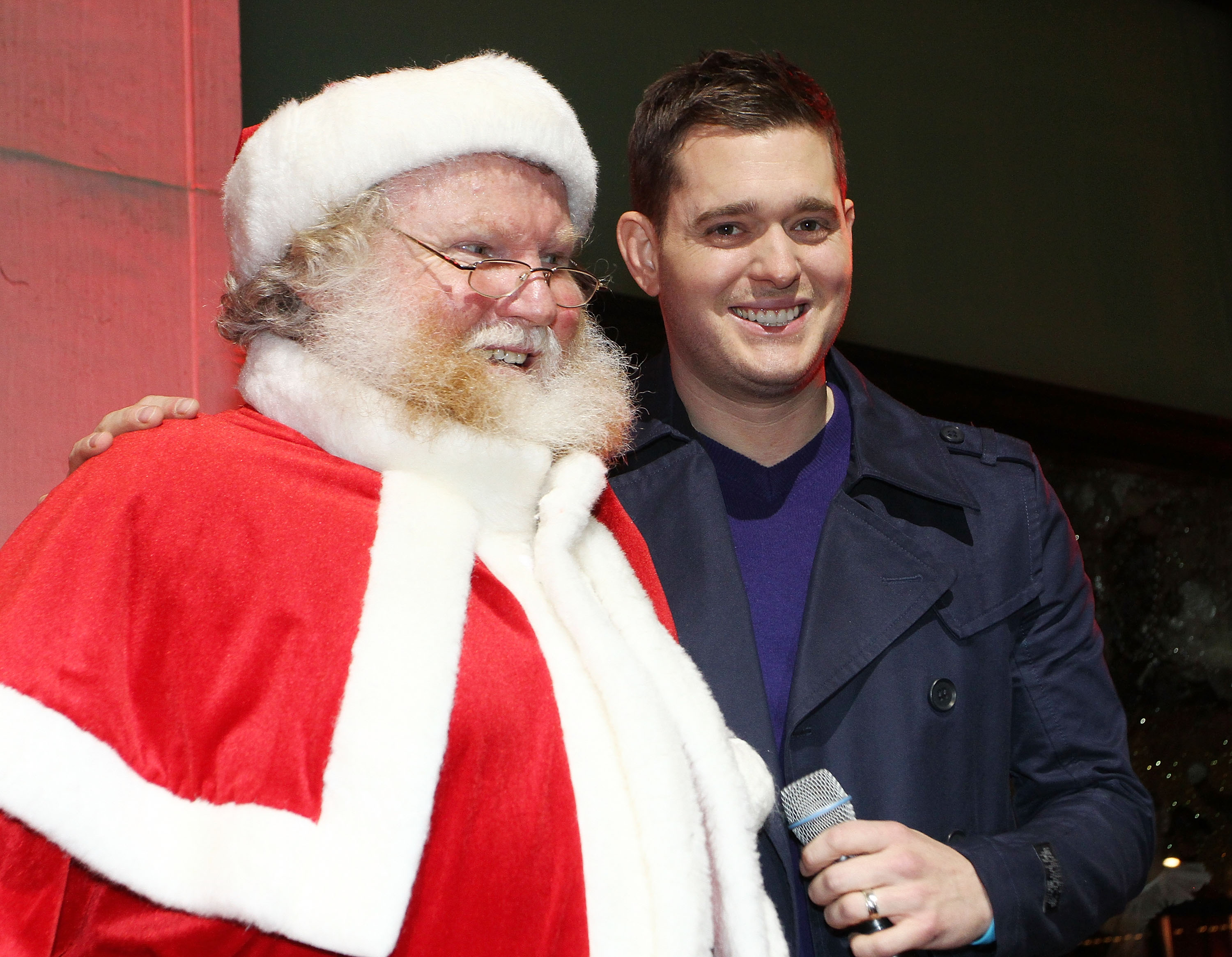 NOVEMBER 18: Santa Claus and Michael Buble attend the launch of Brown Thomas' Christmas windows on November 18, 2011 in Dublin, Ireland. 