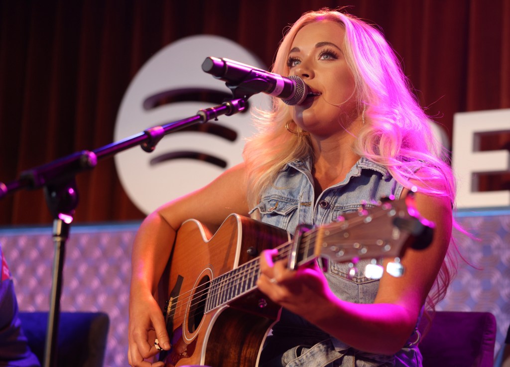 NASHVILLE, TENNESSEE - JUNE 10: Megan Moroney performs on the Fresh Finds Rooftop at Spotify House during CMA Fest at Ole Red on June 10, 2022 in Nashville, Tennessee.