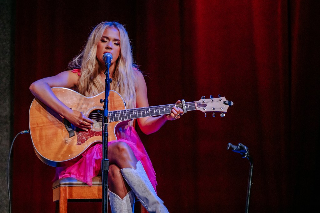 NASHVILLE, TENNESSEE - JULY 18: Megan Moroney performs at CMT's Next Women of Country Showcase at City Winery Nashville on July 18, 2023 in Nashville, Tennessee.