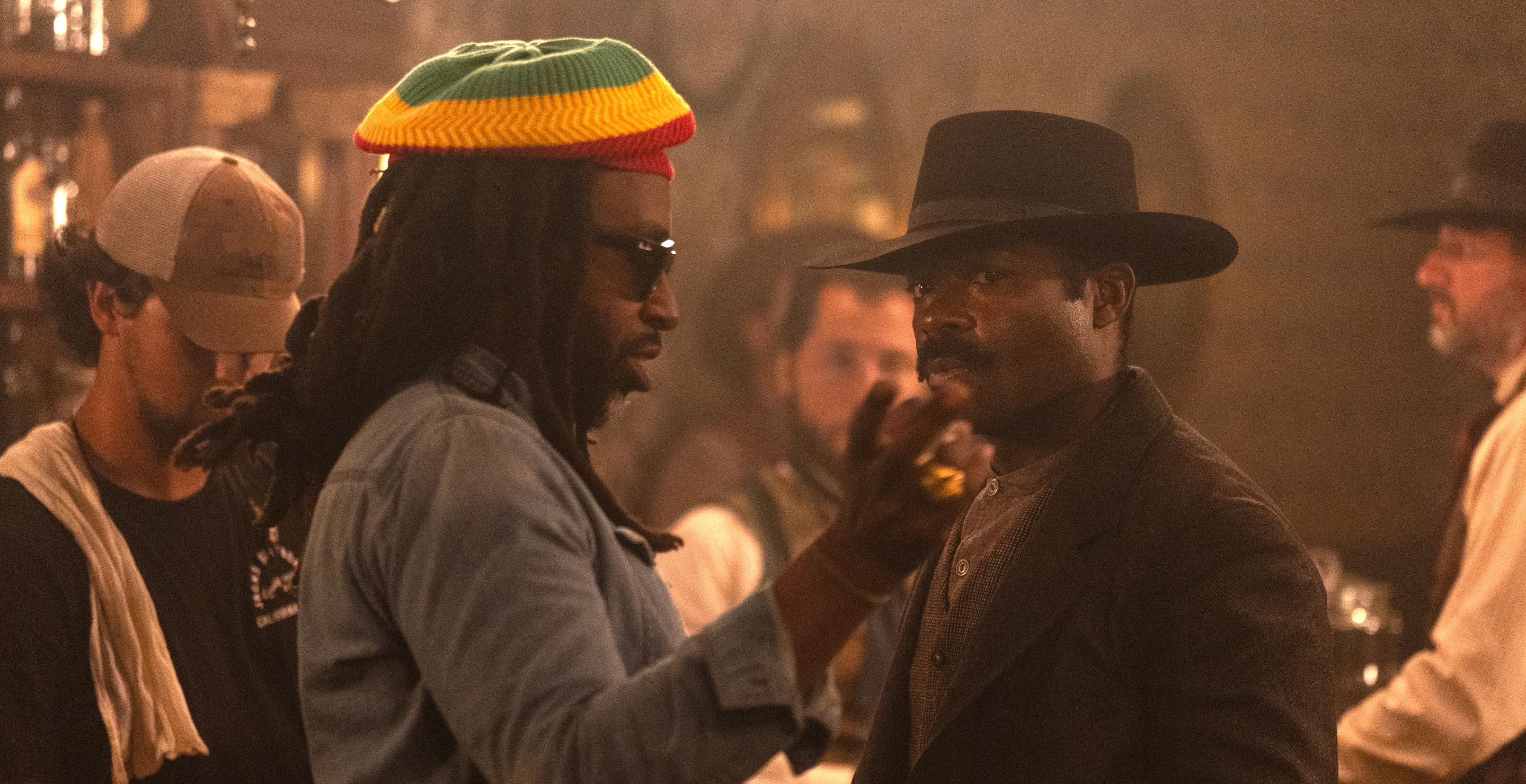 Damian Marcano and David Oyelowo on the set of "Lawmen: Bass Reeves"
