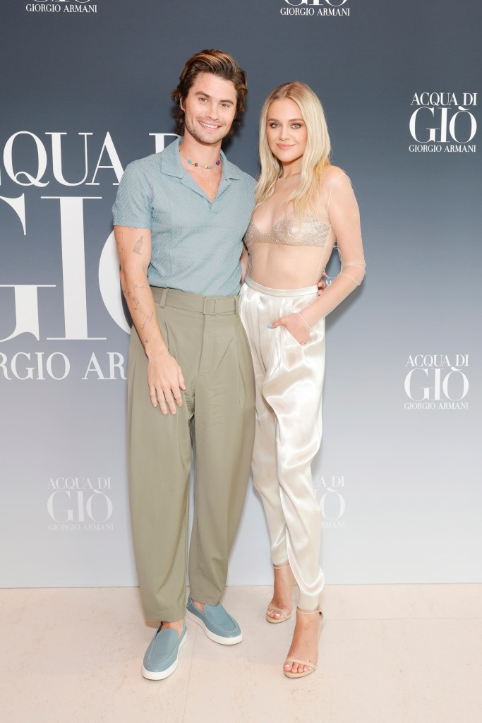 MALIBU, CALIFORNIA - JULY 15: (L-R) Chase Stokes and Kelsea Ballerini attend as Armani Beauty Celebrates ACQUA DI GIO and Gen A on July 15, 2023 in Malibu, California. 