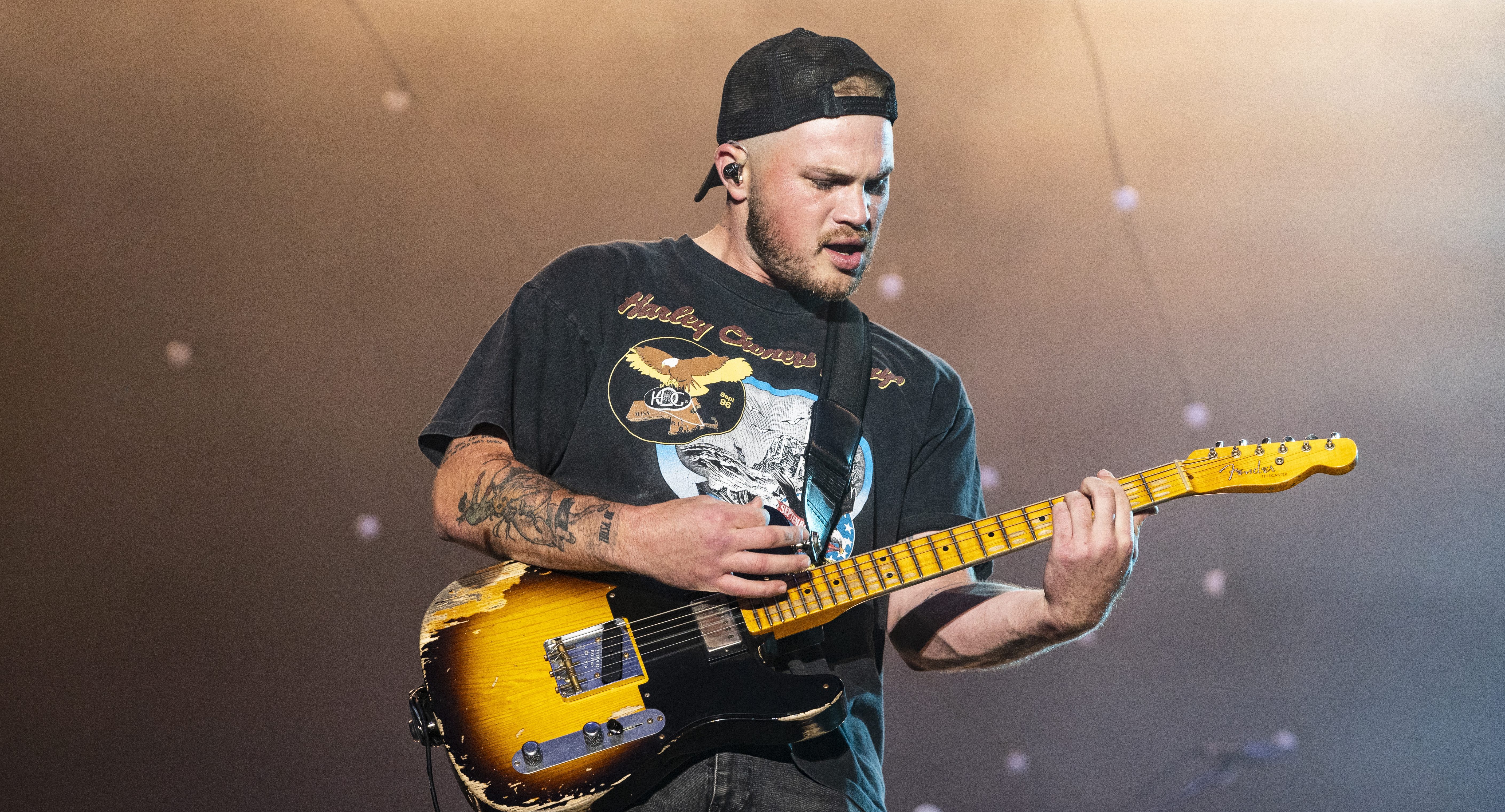 FRANKLIN, TENNESSEE - SEPTEMBER 24: Zach Bryan performs during Pilgrimage Music & Cultural Festival at The Park at Harlinsdale Farm on September 24, 2023 in Franklin, Tennessee.