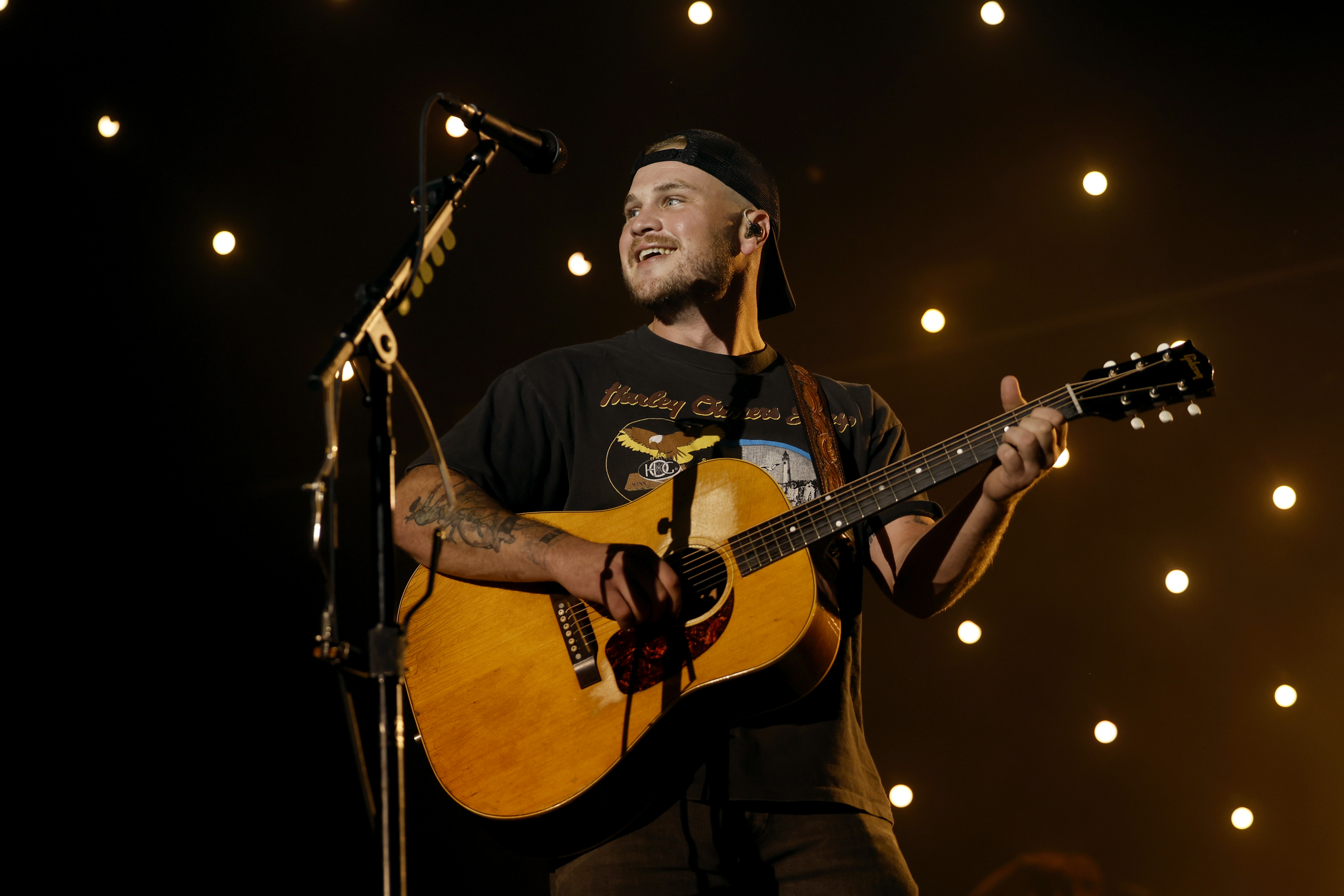 FRANKLIN, TENNESSEE - SEPTEMBER 24: Zach Bryan performs onstage for day two of the 2023 Pilgrimage Music & Cultural Festival on September 24, 2023 in Franklin, Tennessee.