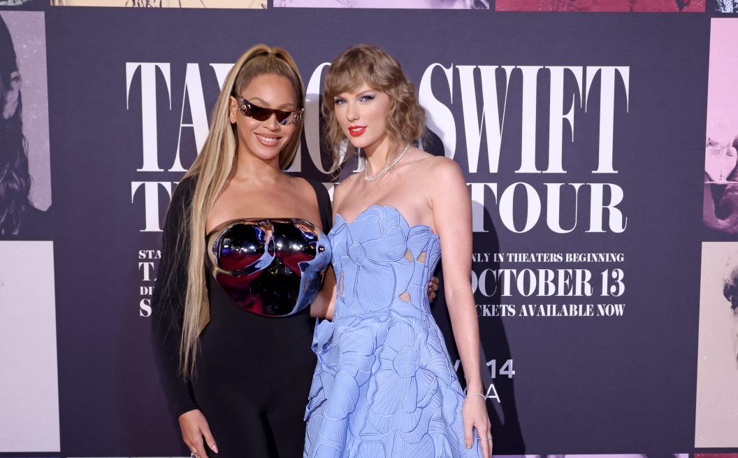 LOS ANGELES, CALIFORNIA - OCTOBER 11: (L-R) Beyoncé Knowles-Carter and Taylor Swift attend the "Taylor Swift: The Eras Tour" Concert Movie World Premiere at AMC The Grove 14 on October 11, 2023 in Los Angeles, California.