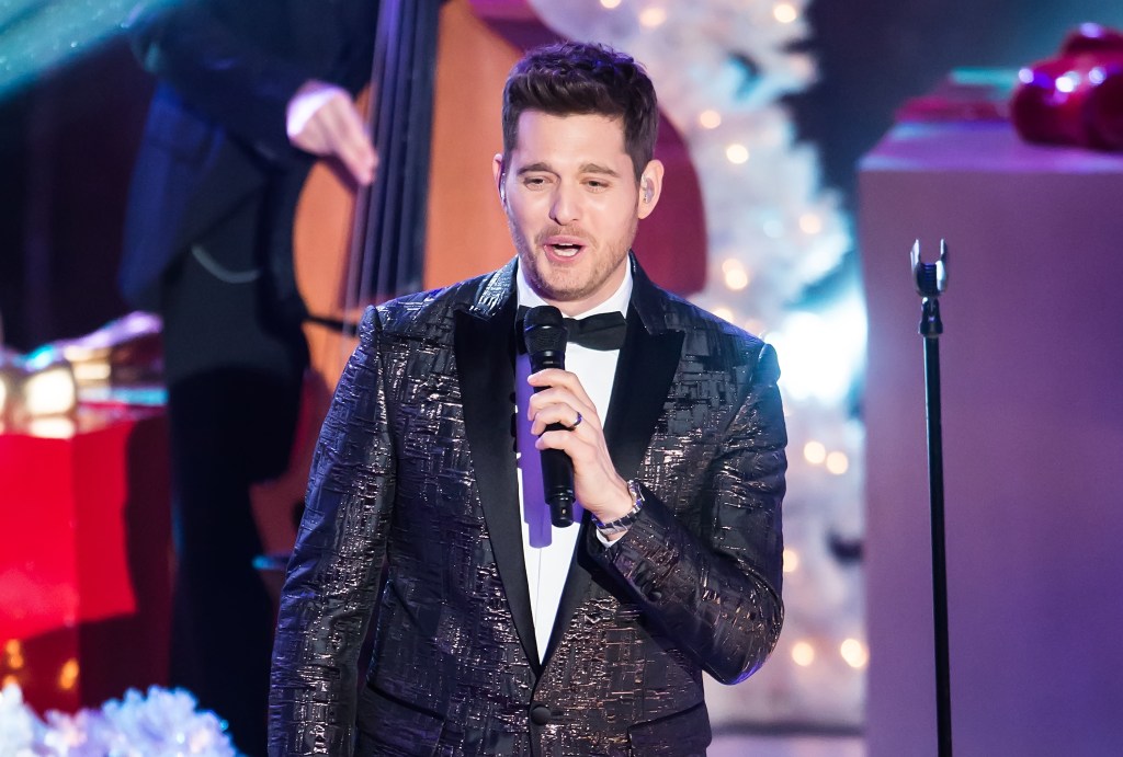 Singer-songwriter Michael Buble performs during the 83rd Annual Rockefeller Christmas Tree Lighting Ceremony at Rockefeller Center on December 2, 2015.