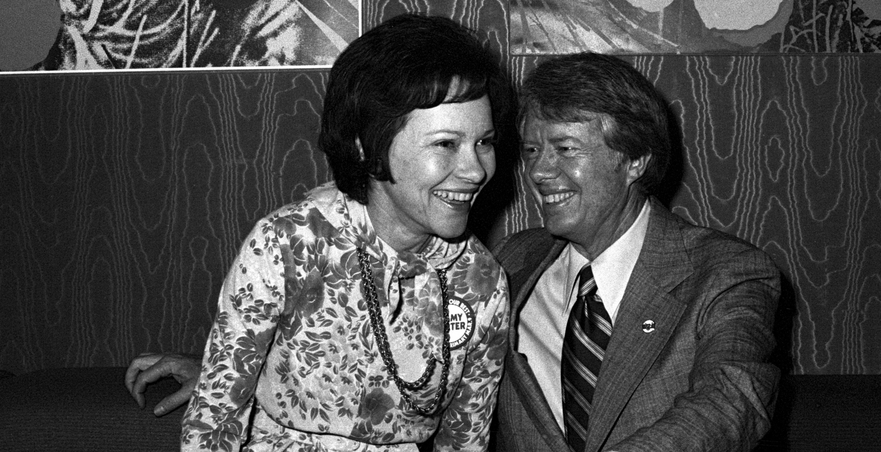 Jimmy Carter and Rosalynn Carter attend Former Governor of Georgia Jimmy Carter's fundraiser for his 1976 Presidential run at Royal Coach Inn Atlanta Georgia February 14, 1976