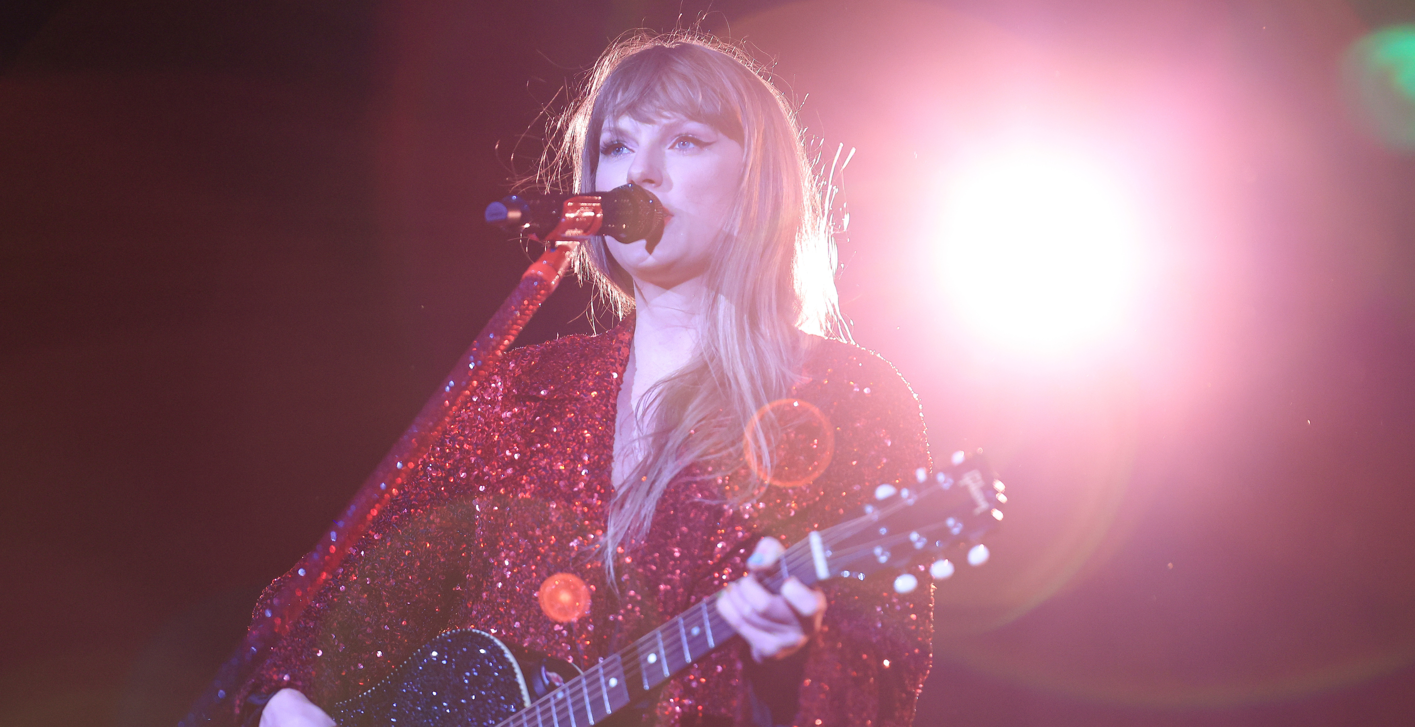 Taylor Swift performs onstage during "Taylor Swift | The Eras Tour" at Allianz Parque on November 24, 2023 in Sao Paulo, Brazil.