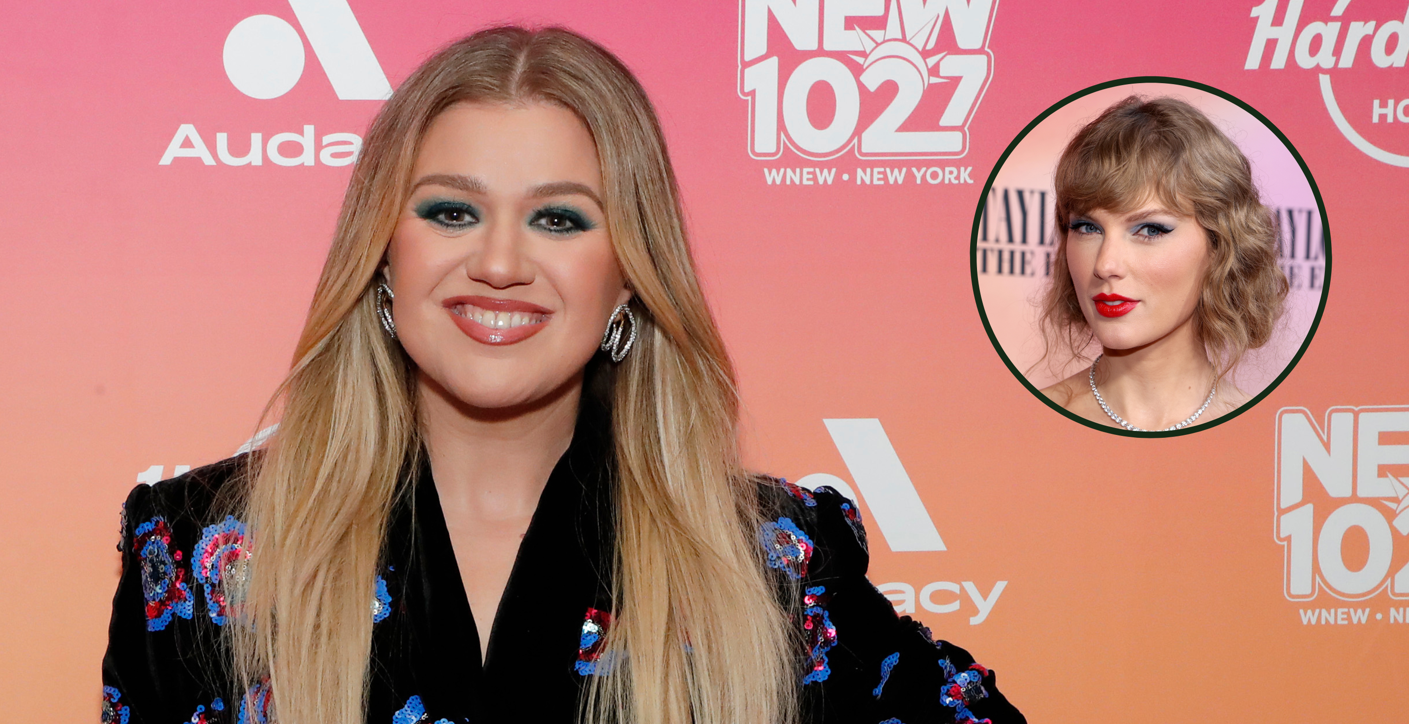 NEWARK, NEW JERSEY - OCTOBER 14: Kelly Clarkson attends Audacy's 10th Annual We Can Survive at Prudential Center on October 14, 2023 in Newark, New Jersey and Taylor Swift attends the "Taylor Swift: The Eras Tour" Concert Movie World Premiere at AMC The Grove 14 on October 11, 2023 in Los Angeles, California.