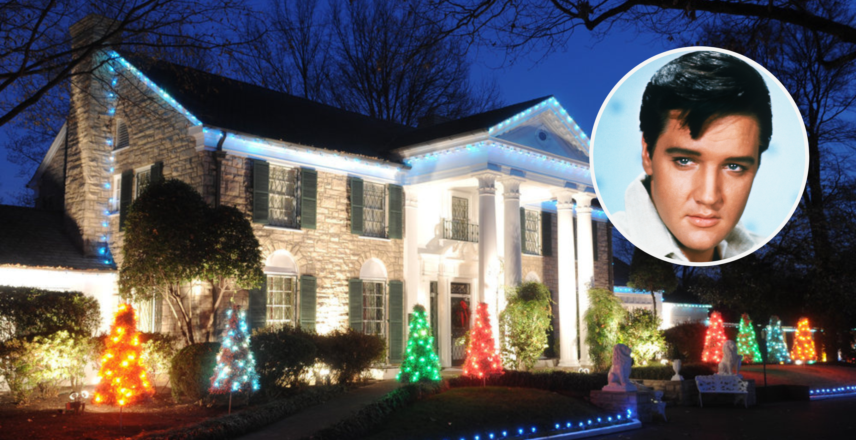 'Christmas in Graceland press photo and Elvis Presley (1935-1977), American rock 'n' roll legend.