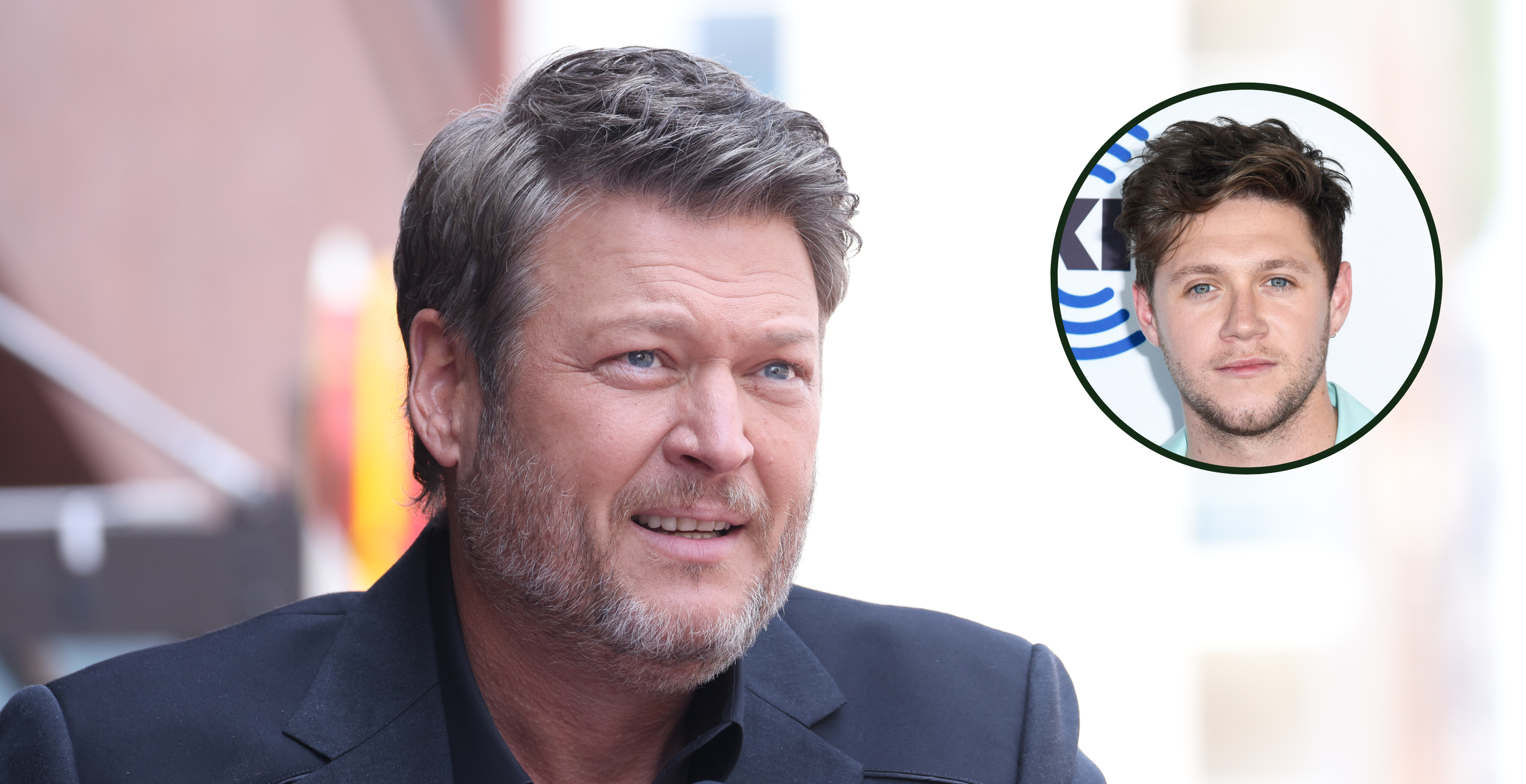 Blake Shelton at the ceremony where Blake Shelton is honored with a star on the Hollywood Walk of Fame on May 12, 2023 in Los Angeles, California and LOS ANGELES, CA - OCTOBER 04: Niall Horan Visits The SiriusXM Hollywood Studios in Los Angeles on October 4, 2019 in Los Angeles, California.