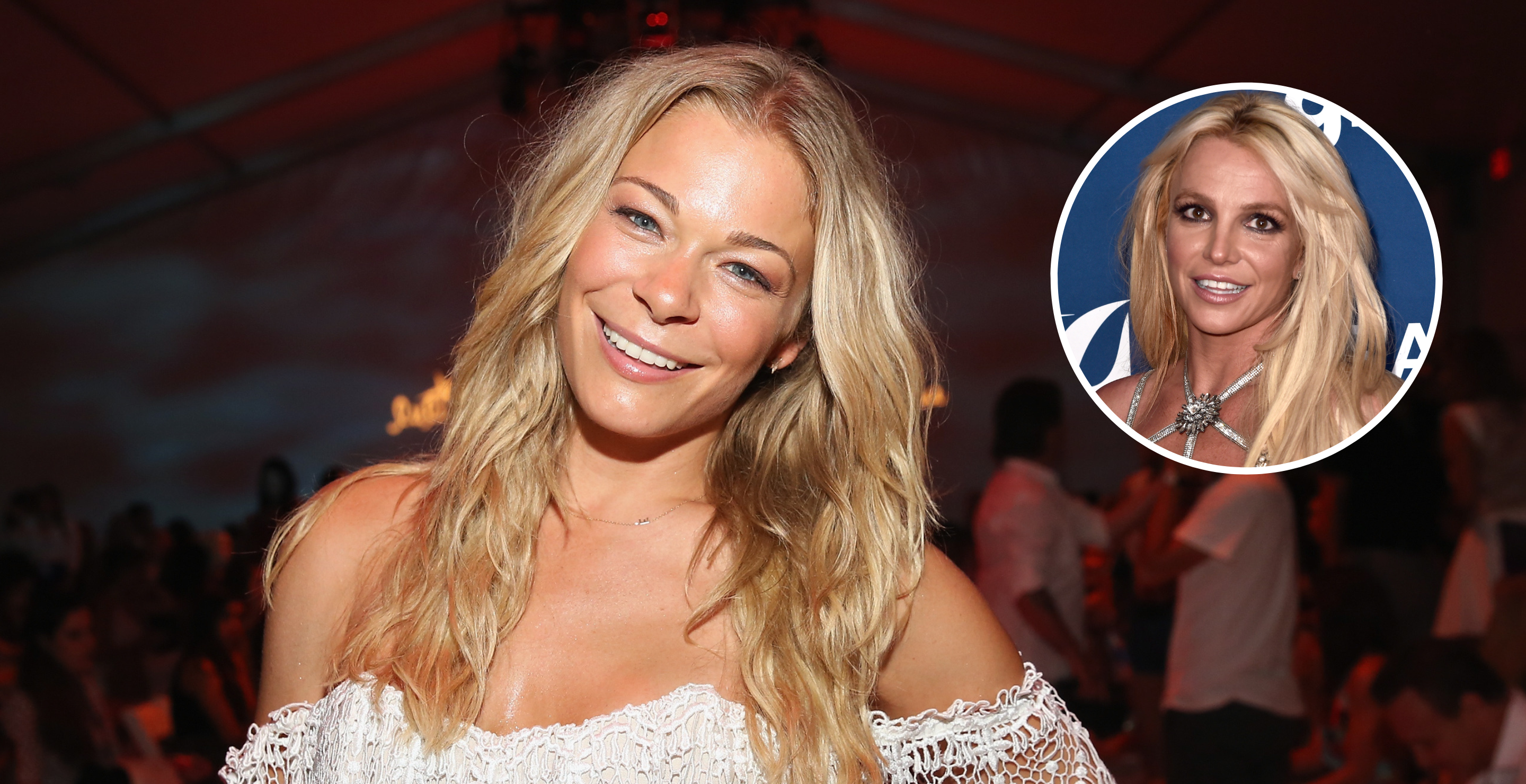 MIAMI, FL - JULY 20: LeAnn Rimes attends Luli Fama fashion show during Mercedes-Benz Fashion Week Swim 2015 at Cabana Grande at The Raleigh on July 20, 2014 in Miami, Florida and BEVERLY HILLS, CA - APRIL 12: Honoree Britney Spears attends the 29th Annual GLAAD Media Awards at The Beverly Hilton Hotel on April 12, 2018 in Beverly Hills, California.