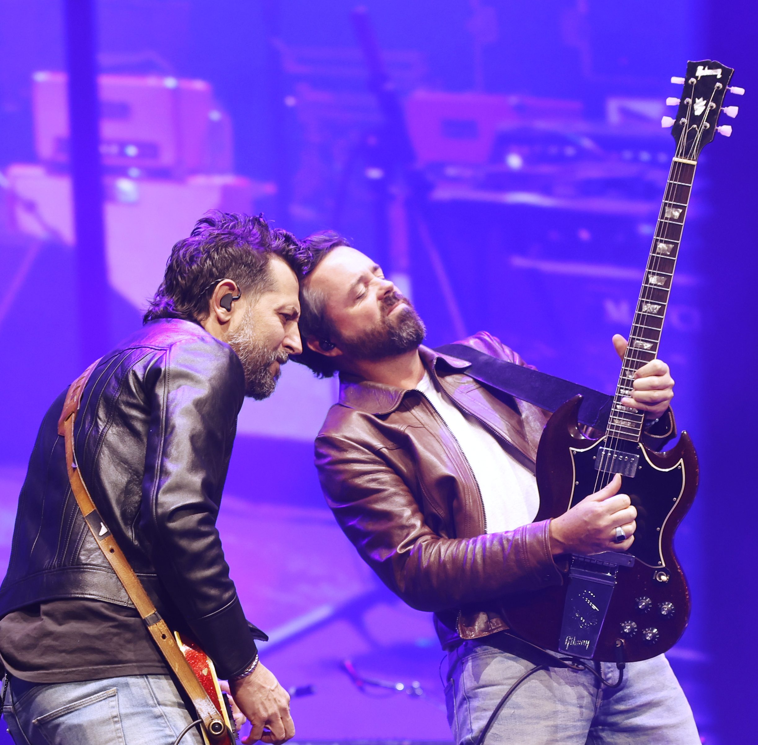 (L-R) Matthew Ramsey and Brad Tursi of Old Dominion perform onstage for All for the Hall a concert hosted by Keith Urban and Vince Gill benefiting the Country Music Hall of Fame and Museum at Bridgestone Arena on December 05, 2023 in Nashville, Tennessee. (Photo by Jason Kempin/Getty Images for the Country Music Hall of Fame and Museum)