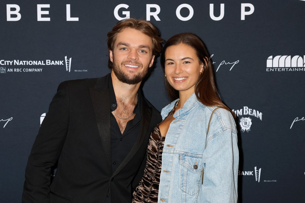 NASHVILLE, TENNESSEE - NOVEMBER 08: (L-R)Conner Smith and Leah Thompson attend the Big Machine Label Group celebration of the 57th Annual CMA Awards in Nashville at The Bell Tower on November 08, 2023 in Nashville, Tennessee.
