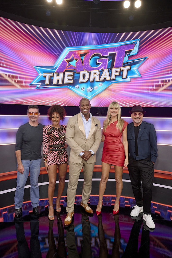 AMERICA'S GOT TALENT: FANTASY LEAGUE -- "Drafts" Episode -- Pictured: (l-r) Simon Cowell, Mel B, Terry Crews, Heidi Klum, Howie Mandel -- 