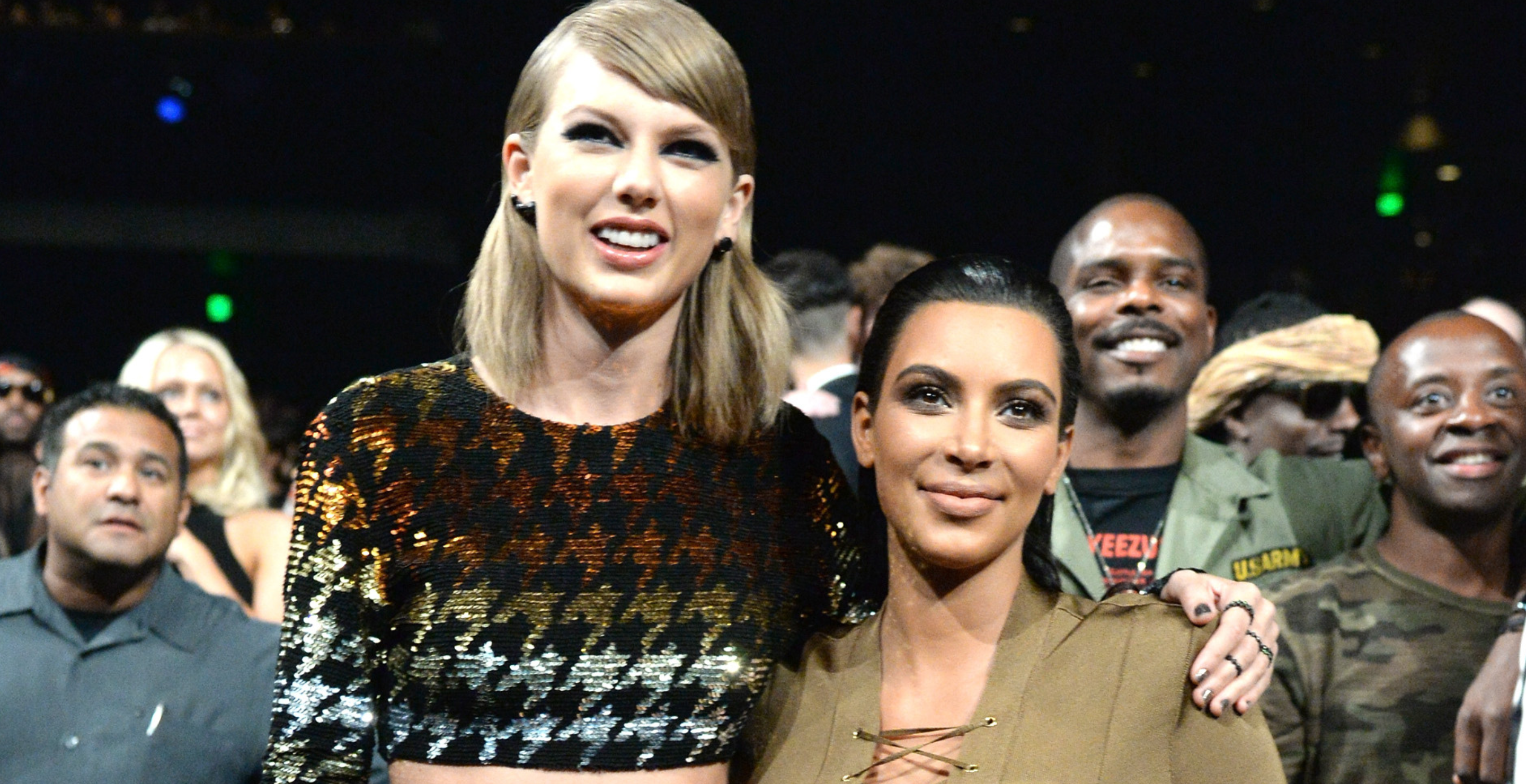 Taylor Swift and Kim Kardashian attend the 2015 MTV Video Music Awards at Microsoft Theater on August 30, 2015 in Los Angeles, California.