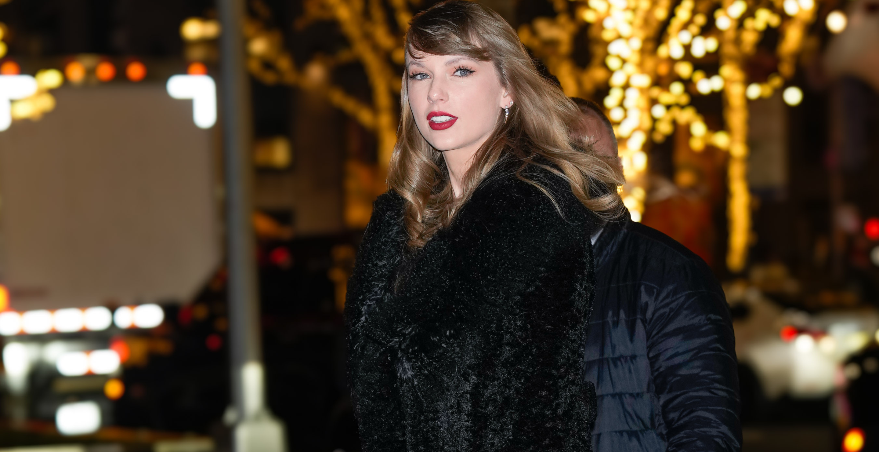 Taylor Swift arrives at the afterparty for the screening 'Poor Things' at Avra on December 06, 2023 in New York City.