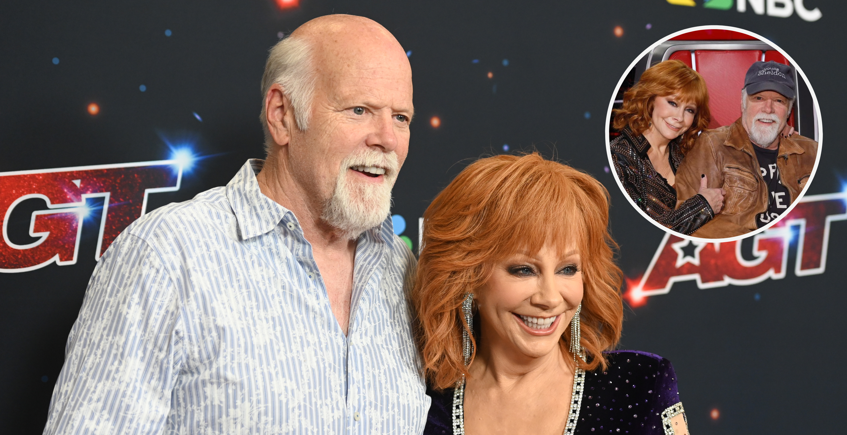 Rex Linn and Reba McEntire at the "America's Got Talent" Red Carpet at the Hotel Dena on September 20, 2023 in Pasadena, California and screengrab via McEntire's Instagram.