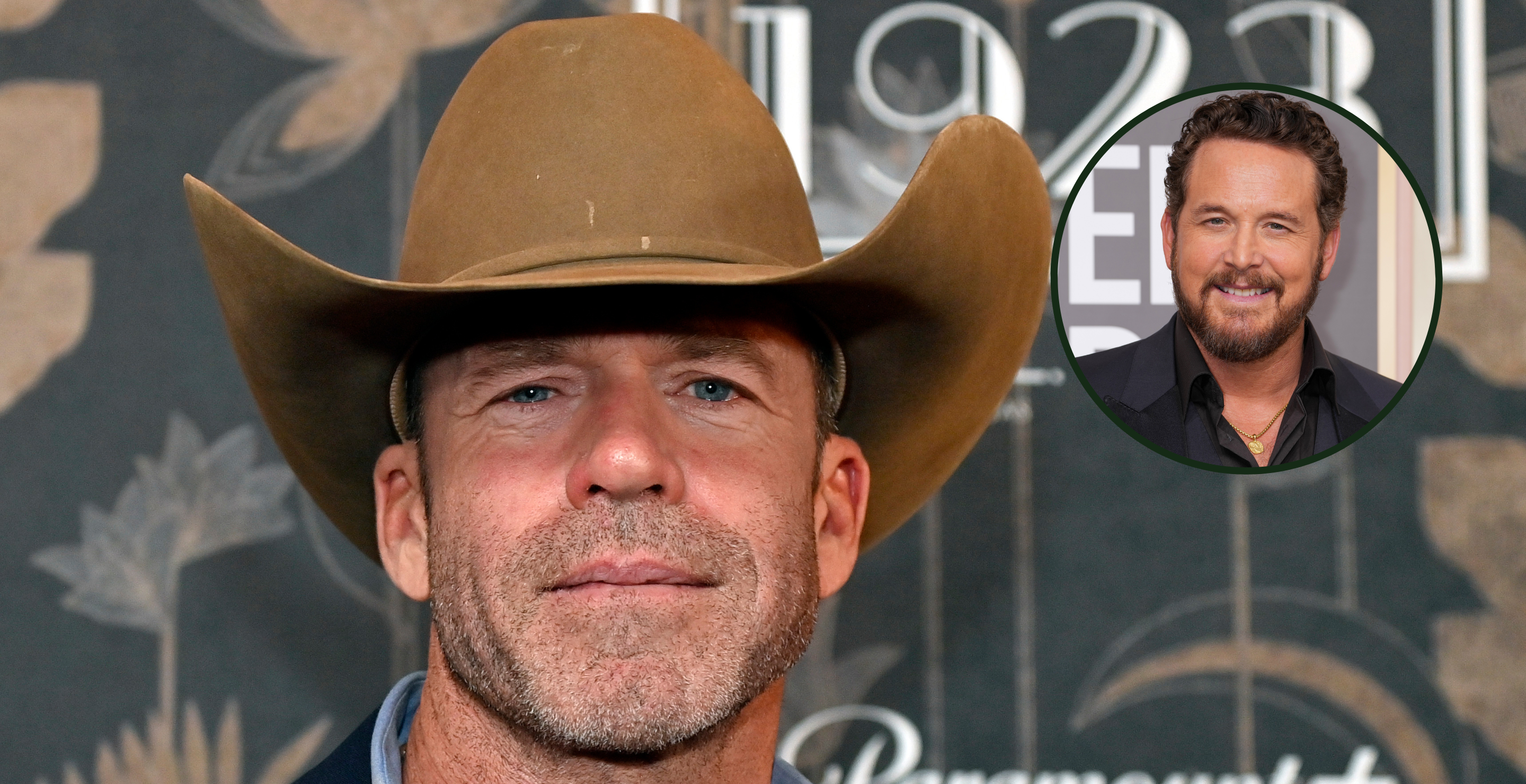 LAS VEGAS, NEVADA - DECEMBER 03: Taylor Sheridan attends the "1923" Las Vegas premiere screening the Encore Theater at Wynn Las Vegas on December 03, 2022 in Las Vegas, Nevada and BEVERLY HILLS, CALIFORNIA - JANUARY 10: Cole Hauser attends the 80th Annual Golden Globe Awards at The Beverly Hilton on January 10, 2023 in Beverly Hills, California. (