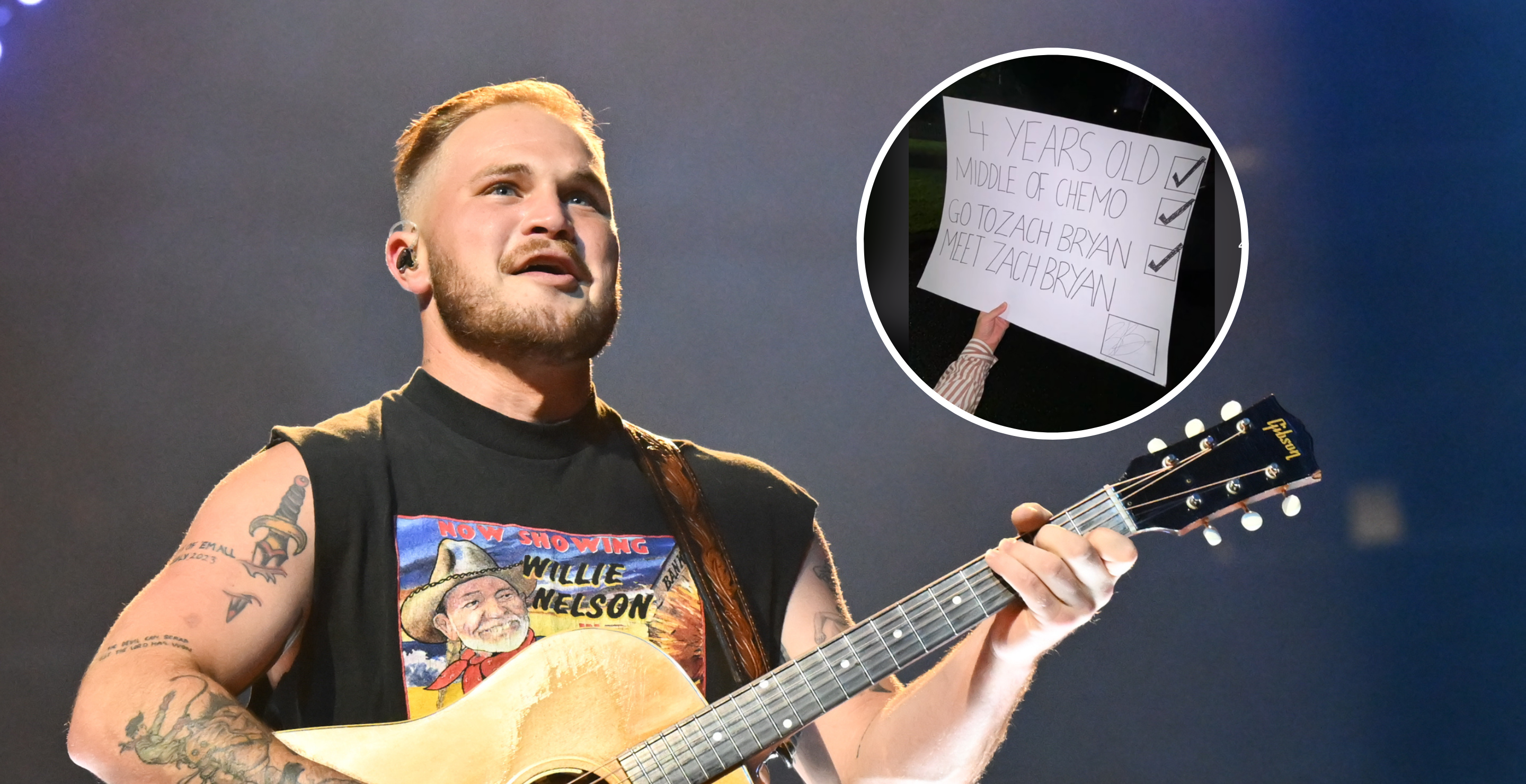 Zach Bryan performs during a concert held at the Crypto.com Arena on August 23, 2023 in Los Angeles, California and screengrab via TikTok.