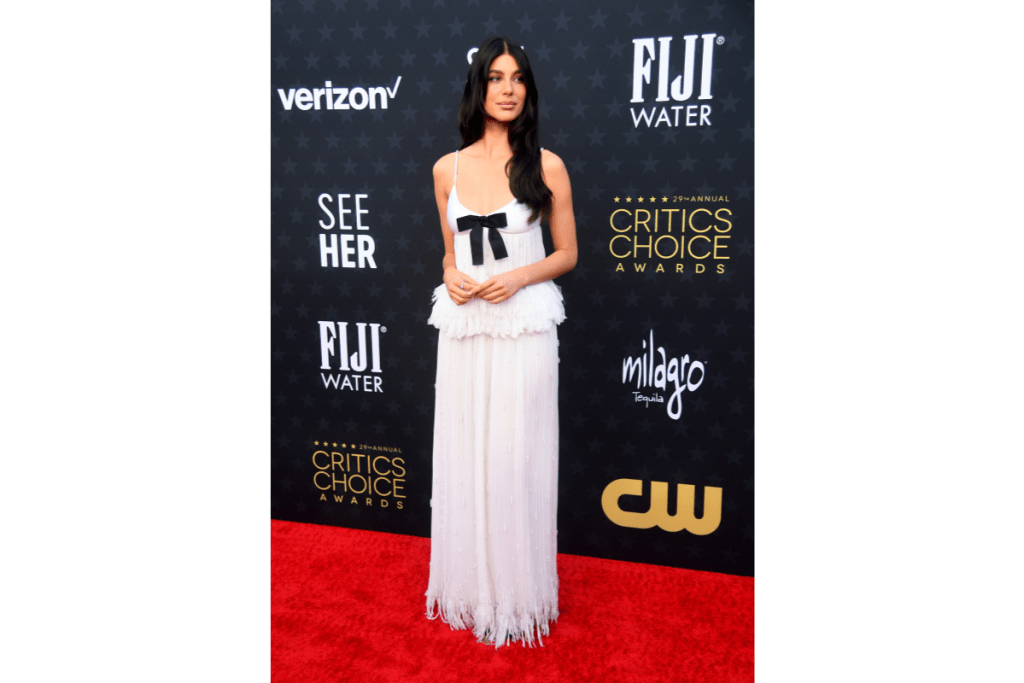 Camila Morrone attends the 29th Annual Critics Choice Awards at Barker Hangar