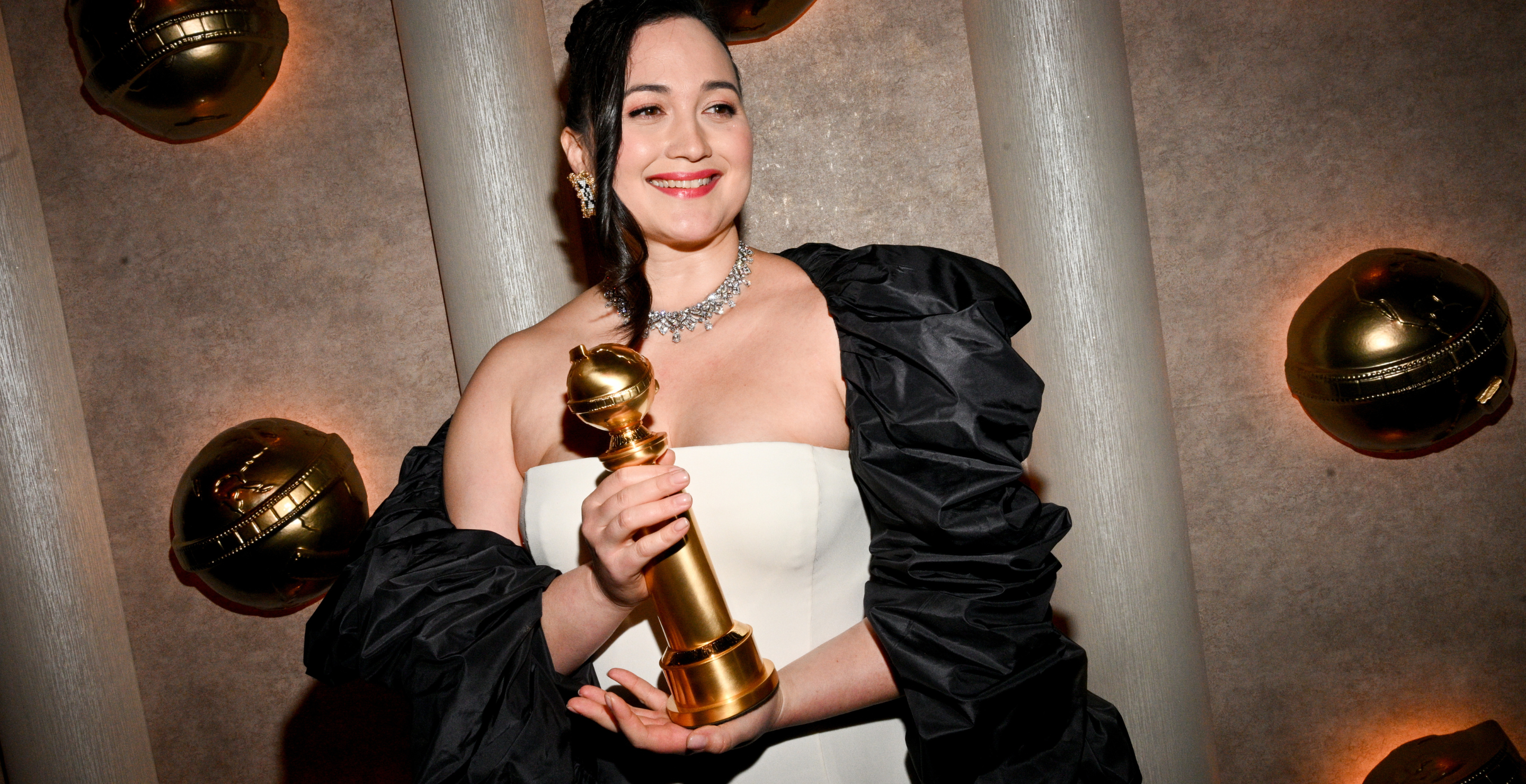 Lily Gladstone at the 81st Golden Globe Awards held at the Beverly Hilton Hotel on January 7, 2024 in Beverly Hills, California.