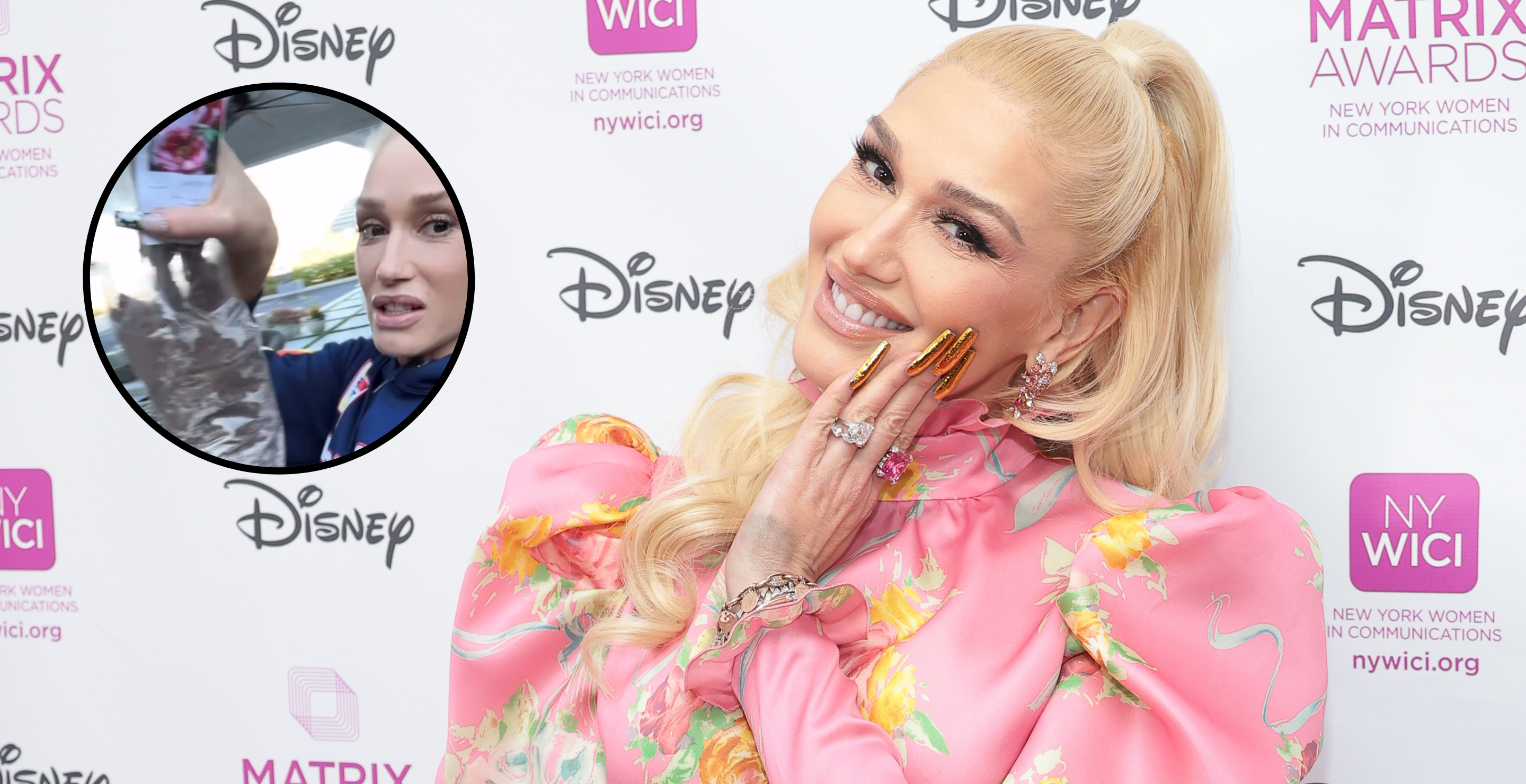 NEW YORK, NEW YORK - OCTOBER 26: Gwen Stefani attends the 2022 Matrix Awards at The Ziegfeld Ballroom on October 26, 2022 in New York City and screengrab via Stefani's Instagram.