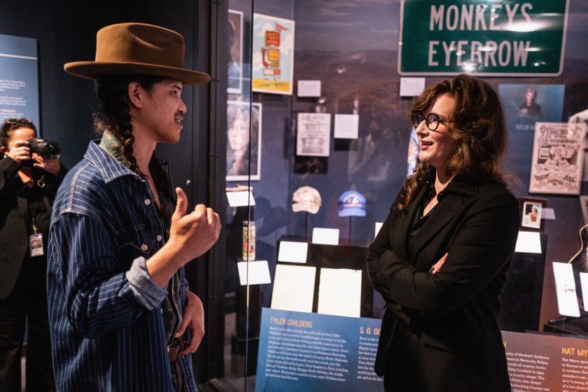 NASHVILLE, TENNESSEE - FEBRUARY 27: (L-R) Nat Myers and S.G. Goodman attend the opening of "American Currents: State of the Music" at Country Music Hall of Fame and Museum on February 27, 2024 in Nashville, Tennessee.