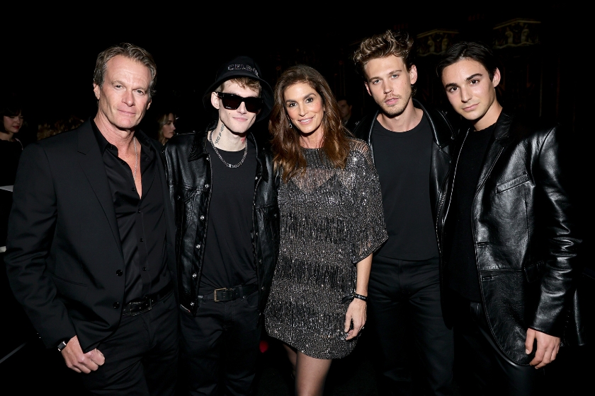 Rande Gerber, Presley Walker Gerber, Cindy Crawford, Austin Butler and Travis Jackson in 2022.