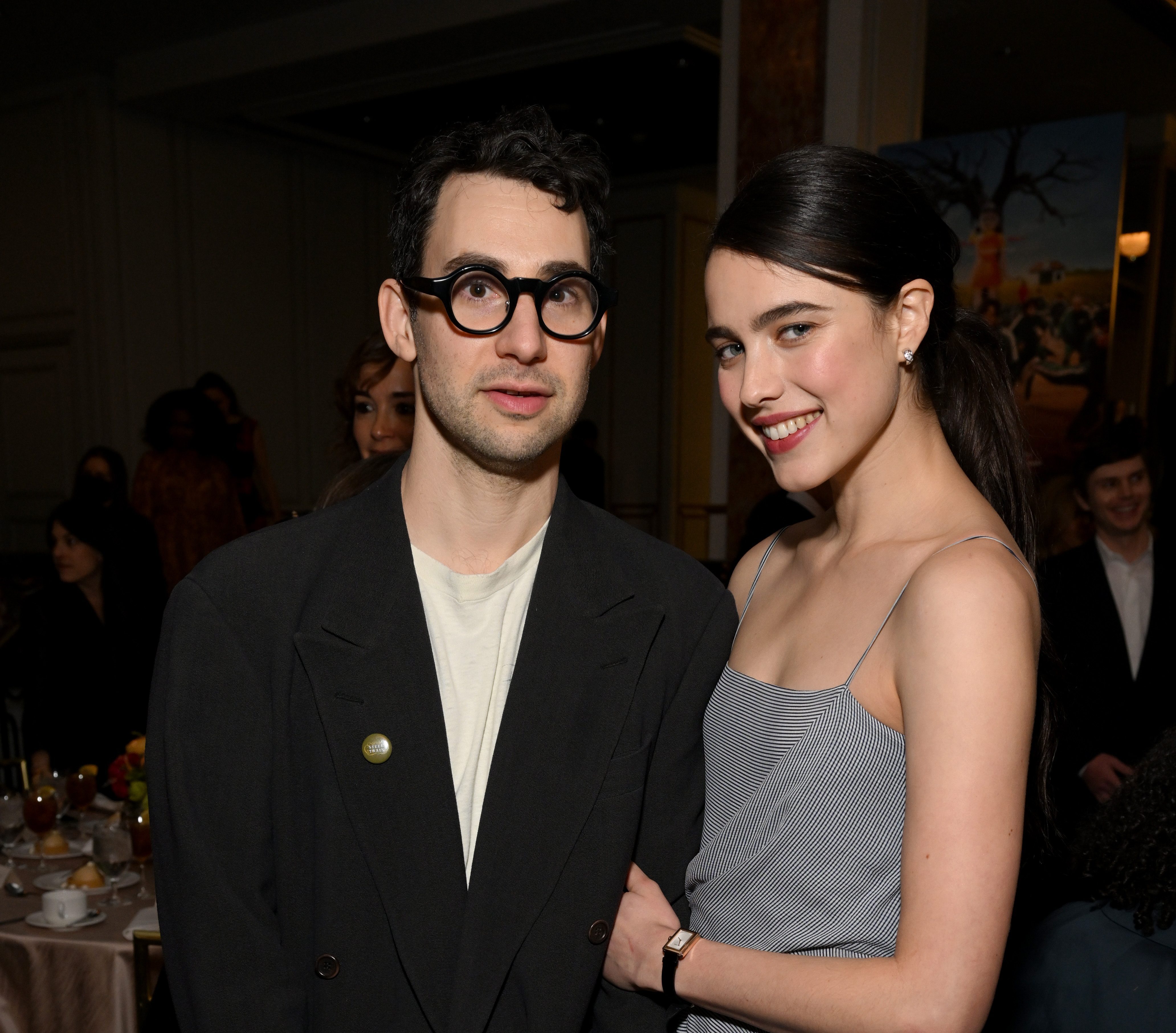 BEVERLY HILLS, CALIFORNIA - MARCH 11: (L-R) Jack Antonoff and Margaret Qualley attend the AFI Awards Luncheon at Beverly Wilshire, A Four Seasons Hotel on March 11, 2022 in Beverly Hills, California. 