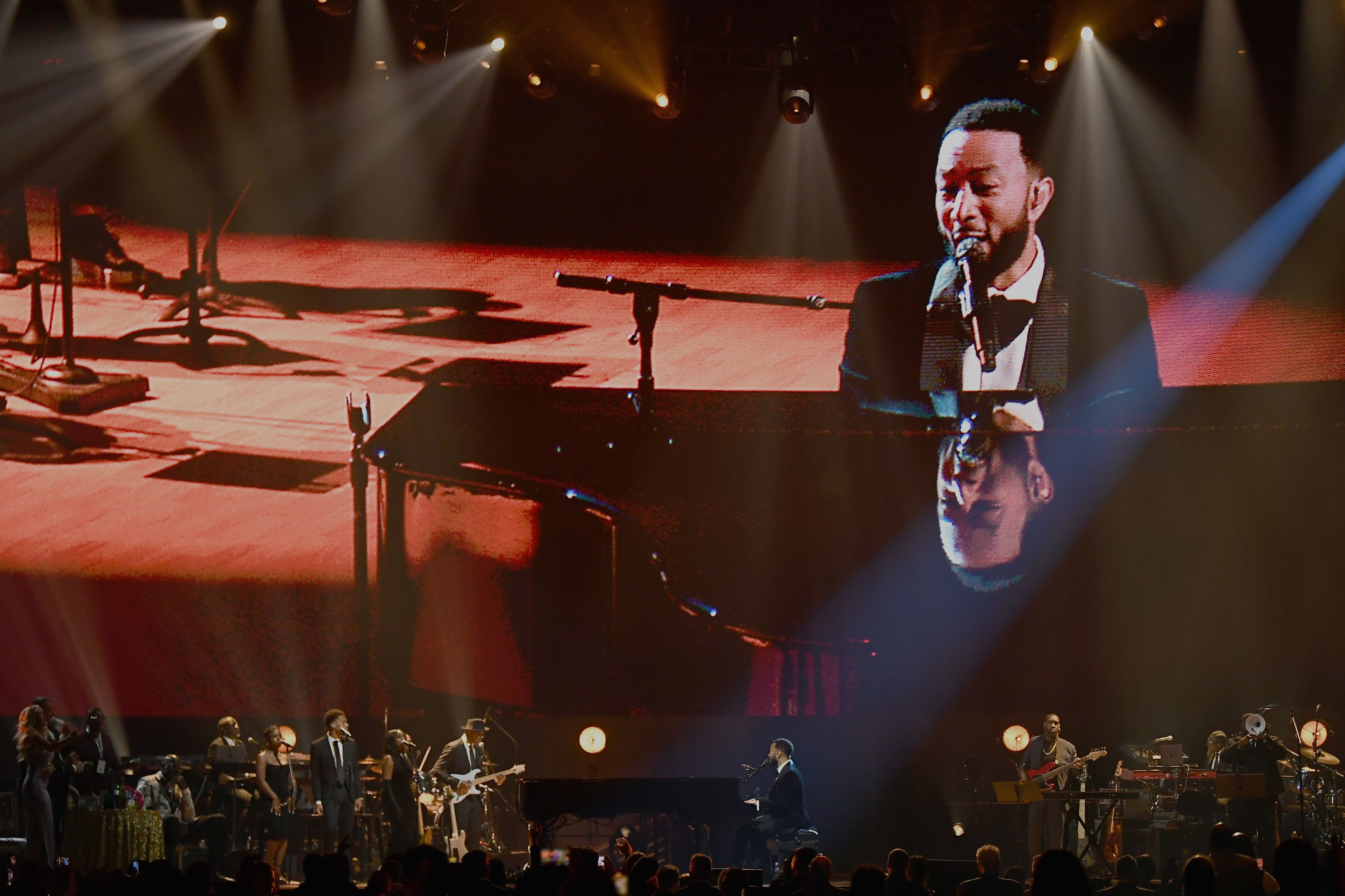 LAS VEGAS, NEVADA - OCTOBER 07: John Legend performs onstage during The Event hosted by the Shaquille O'Neal Foundation on October 07, 2023 in Las Vegas, Nevada. 